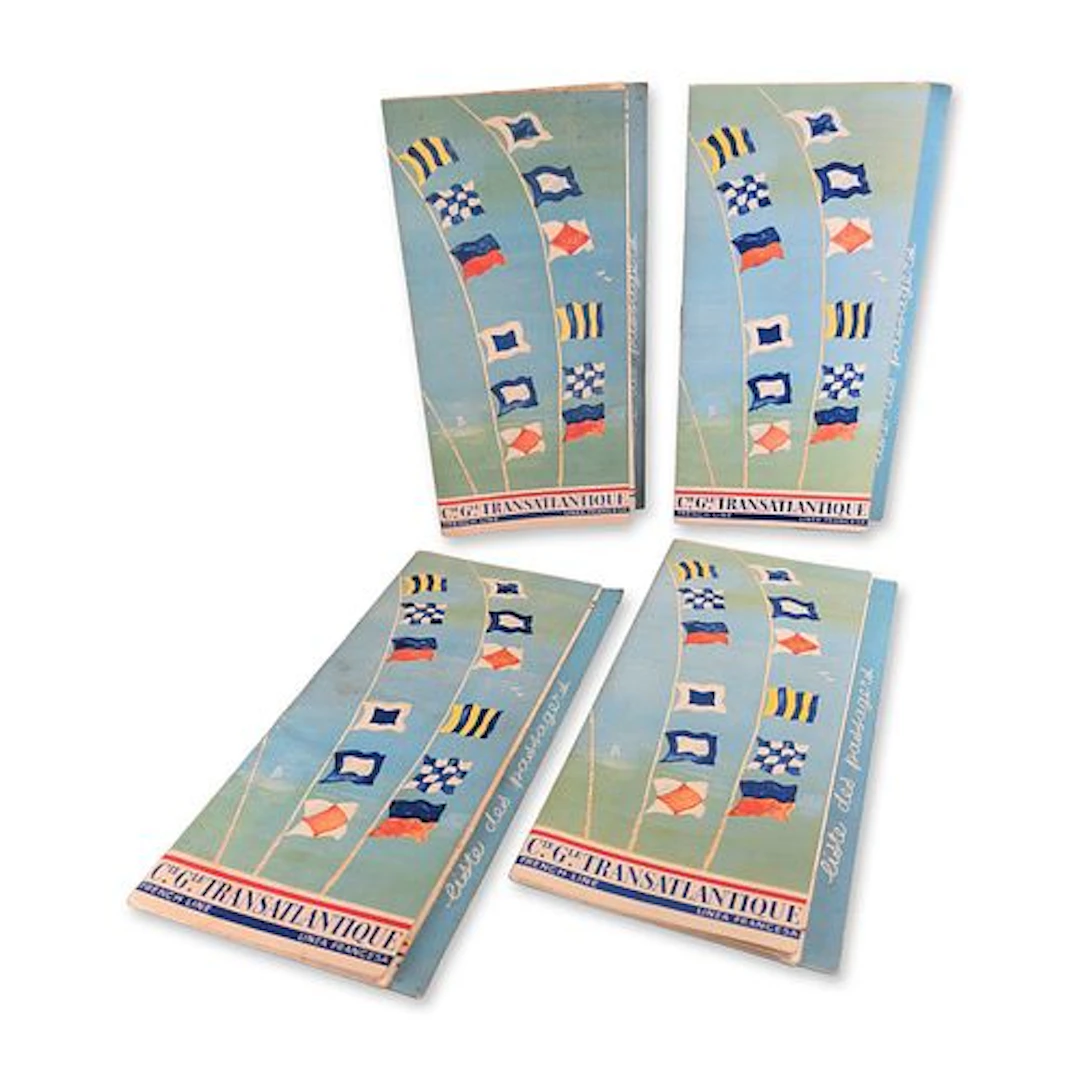 4pc Compagnie Generale Transatlantique French Line SS Liberte 1950s