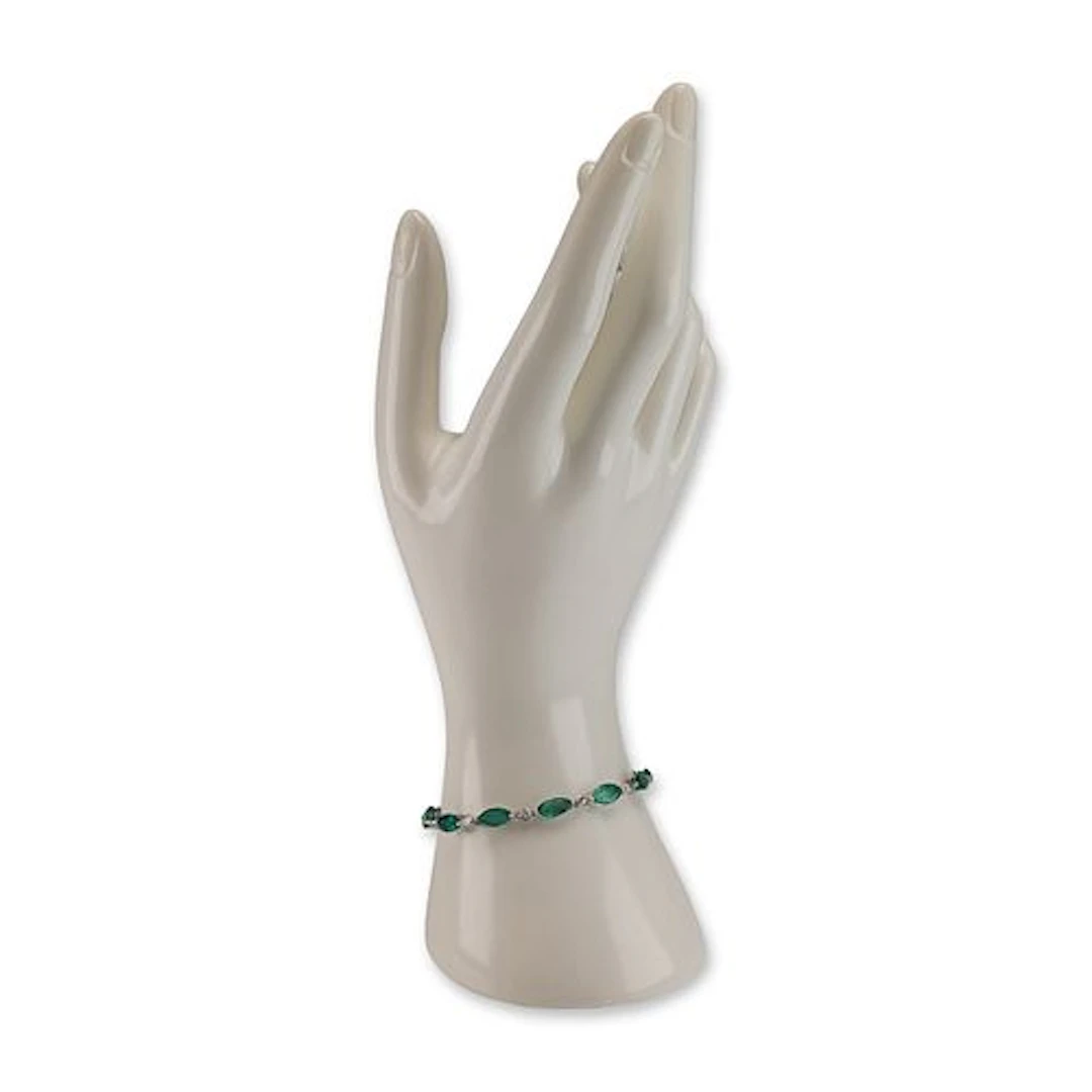 18K White Gold 8.20ctw Emerald and Diamond Bracelet