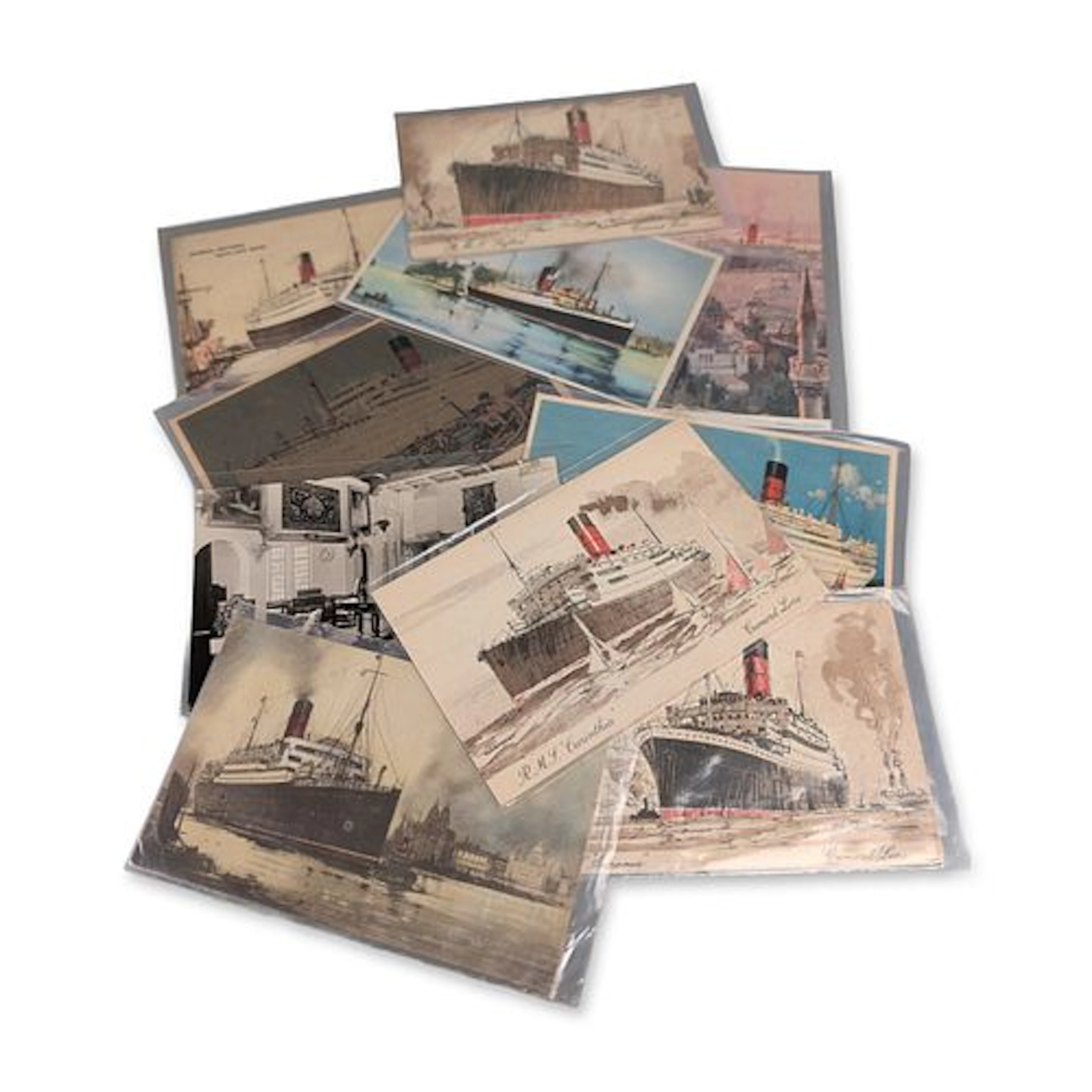 10pc Vintage Cunard Line Ocean Liner Postcards