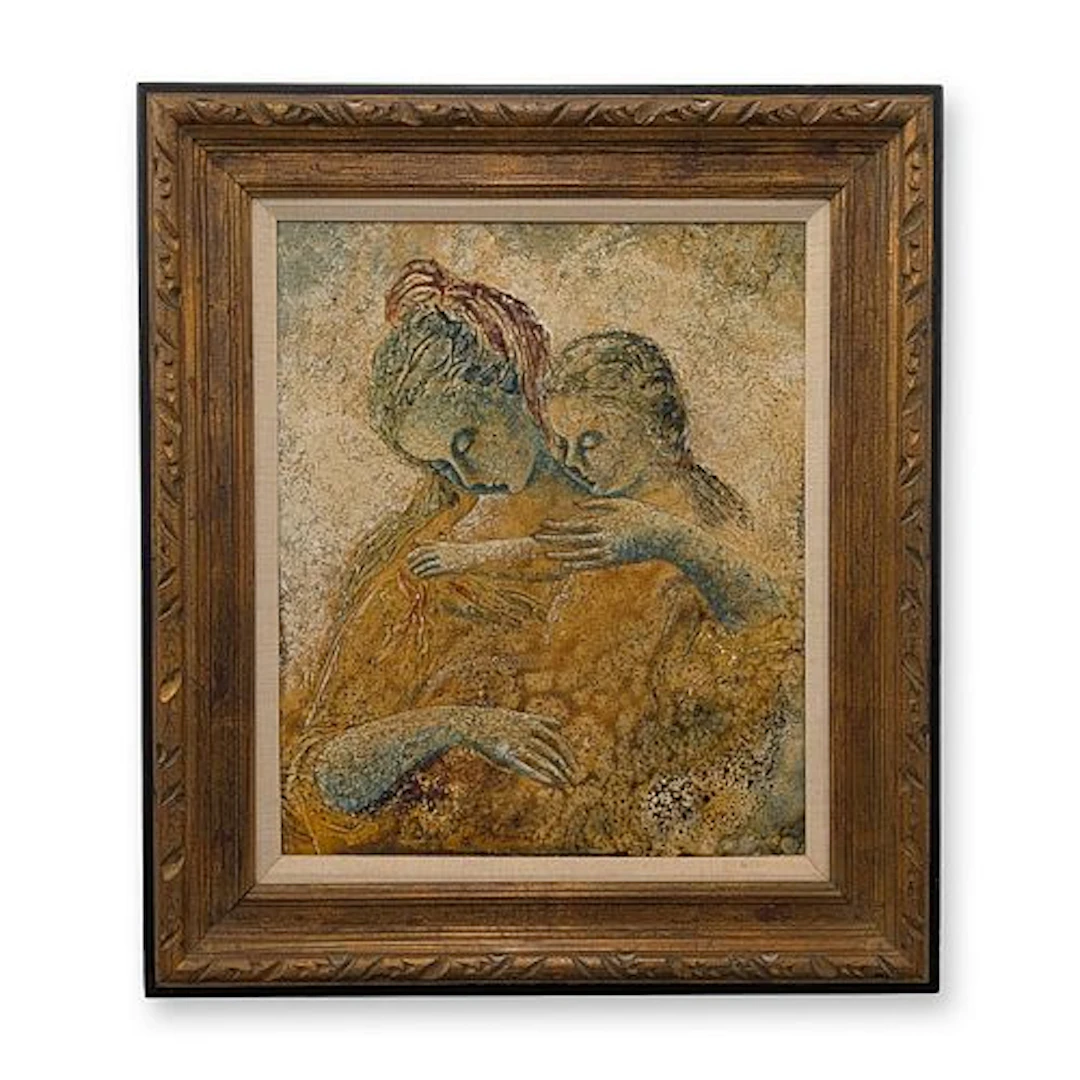Mario Casini (Italian 20th-21st Century) Oil on Board, Mother and Child, Signed