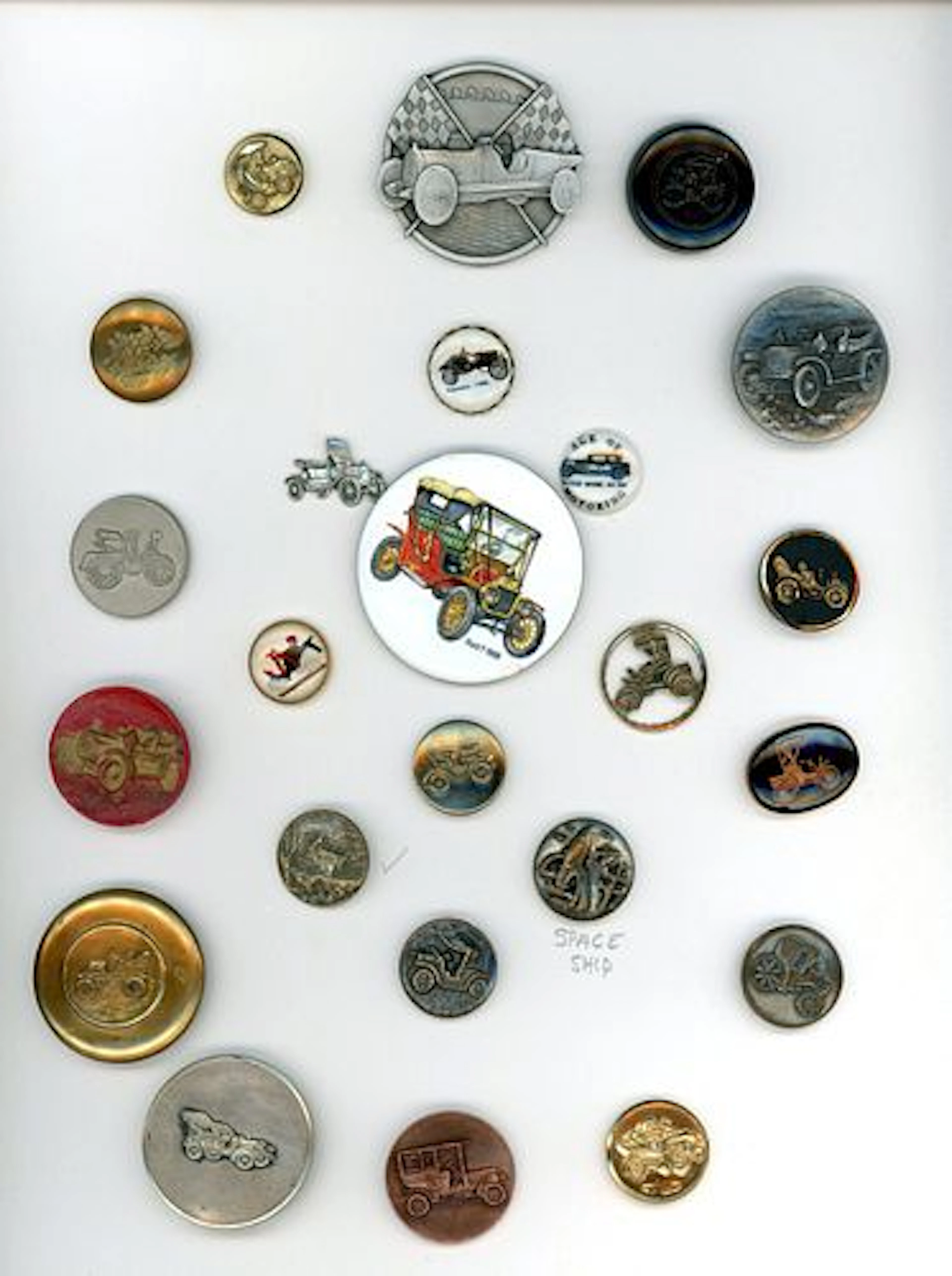 A CARD OF DIVISION 1 AND 3 AUTOMOBILE BUTTONS
