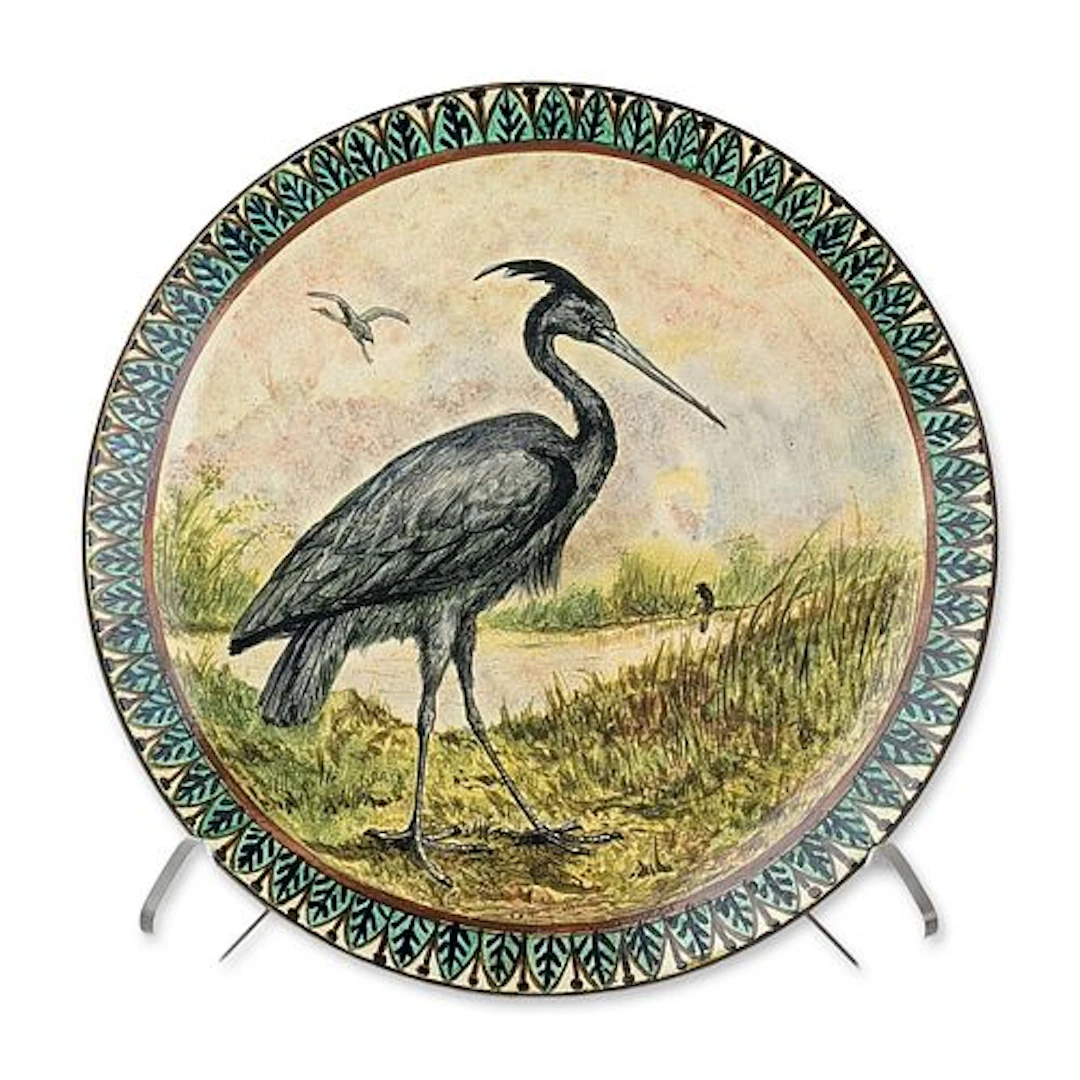 Rare Doulton Lambeth Faience Stork Charger