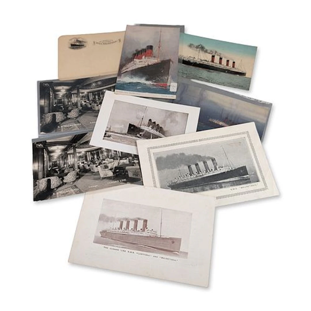 9pc Cunard Line Mauretania and Lusitania Postcard Collection