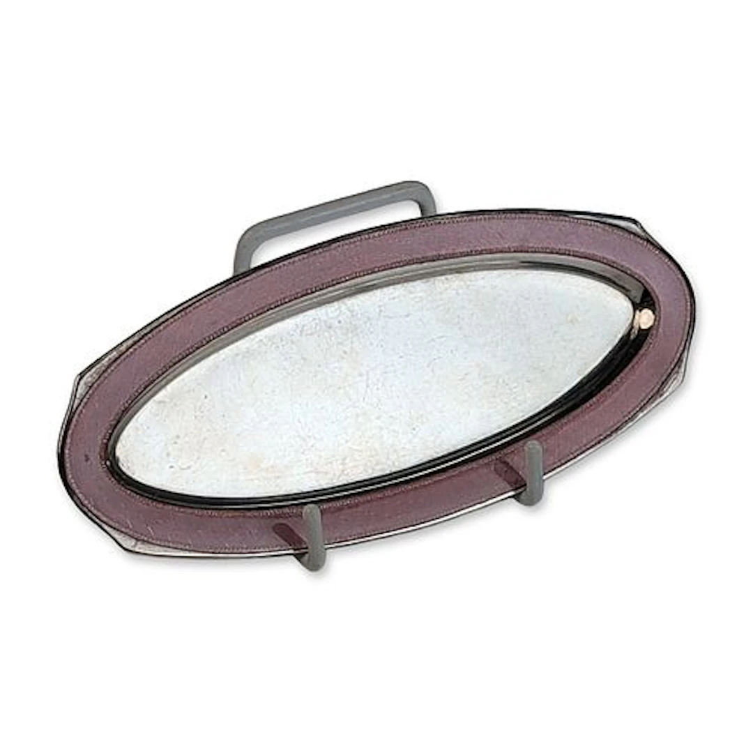 Sterling Silver and Pink Guilloche Enamel Vanity Mirror