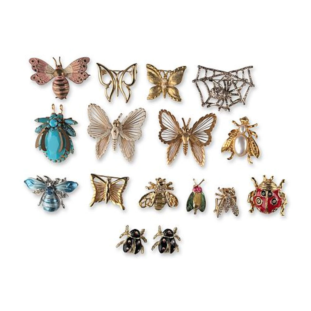 16pc Collection of Costume Jewelry Insect and Arachnid Brooch Pins