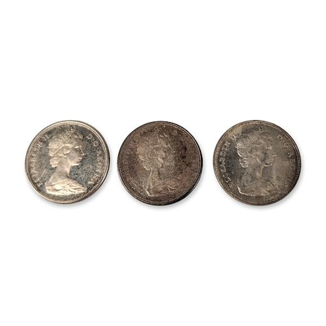 3pc 1966 and 1967 Canadian Silver One Dollar Coins