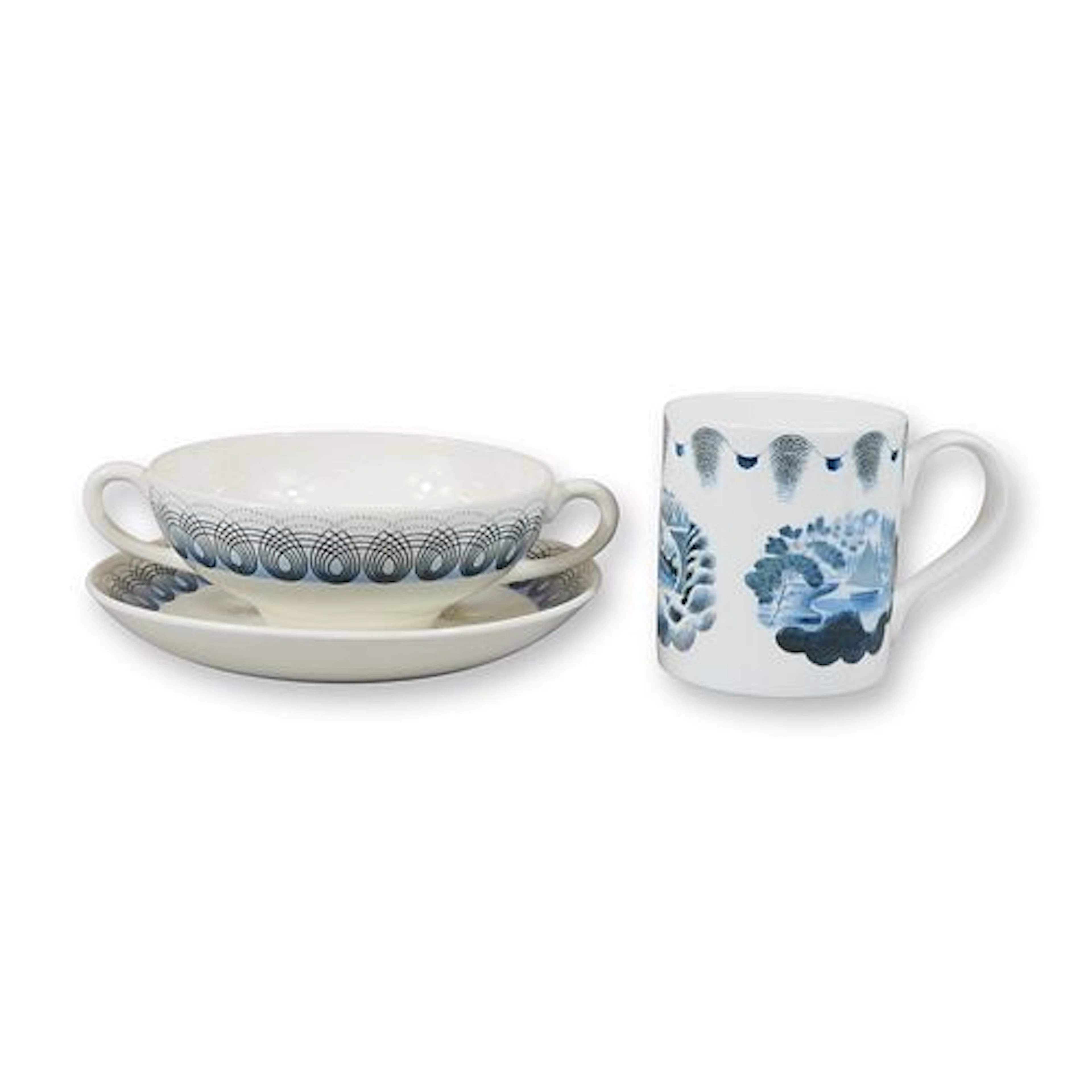 Three Ceramic Items Designed by Eric Ravilious for Wedgwood