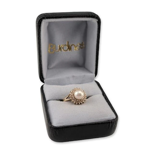 14K Yellow Gold Pearl and Diamond Halo Ring