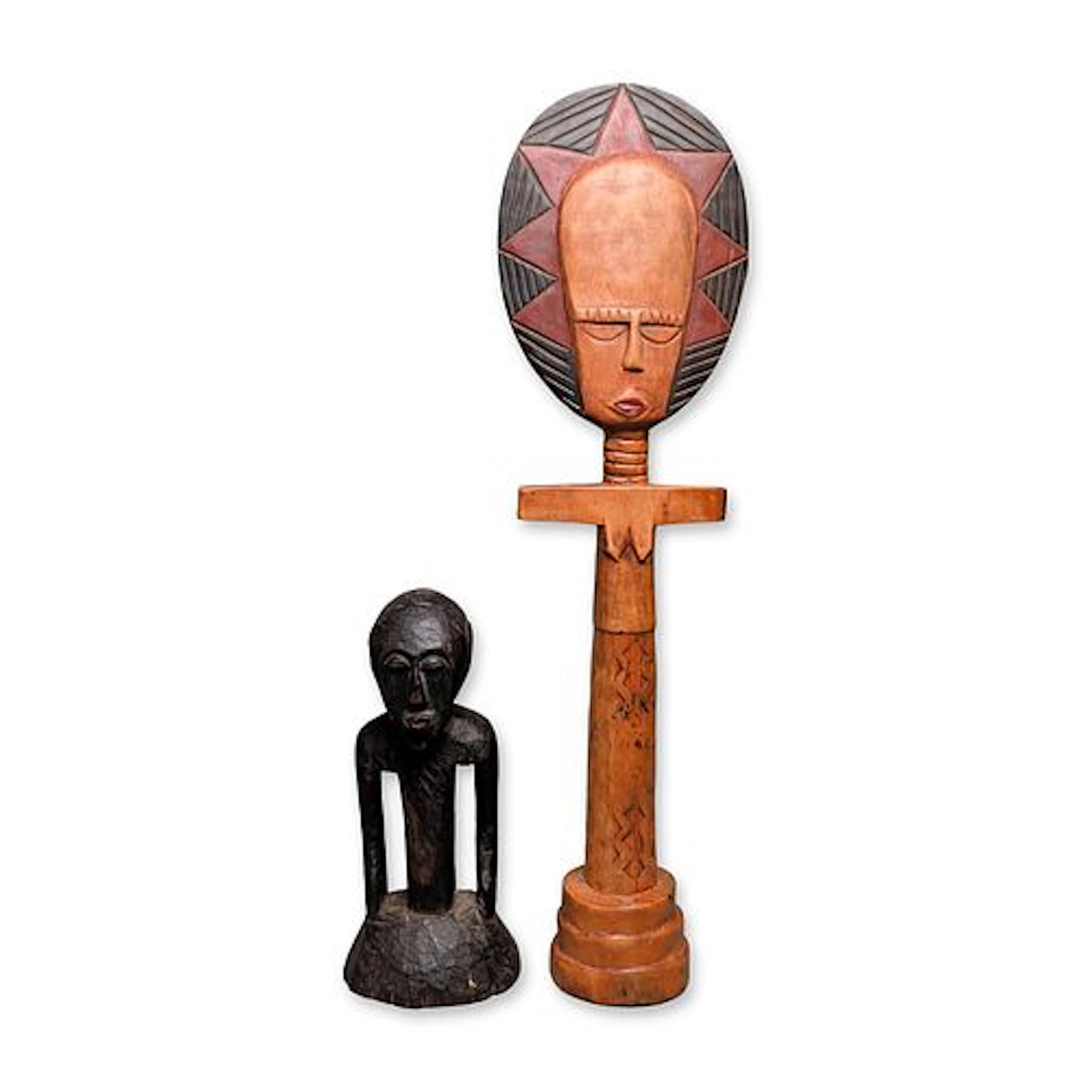 2pc West African Carved Wood Figurines