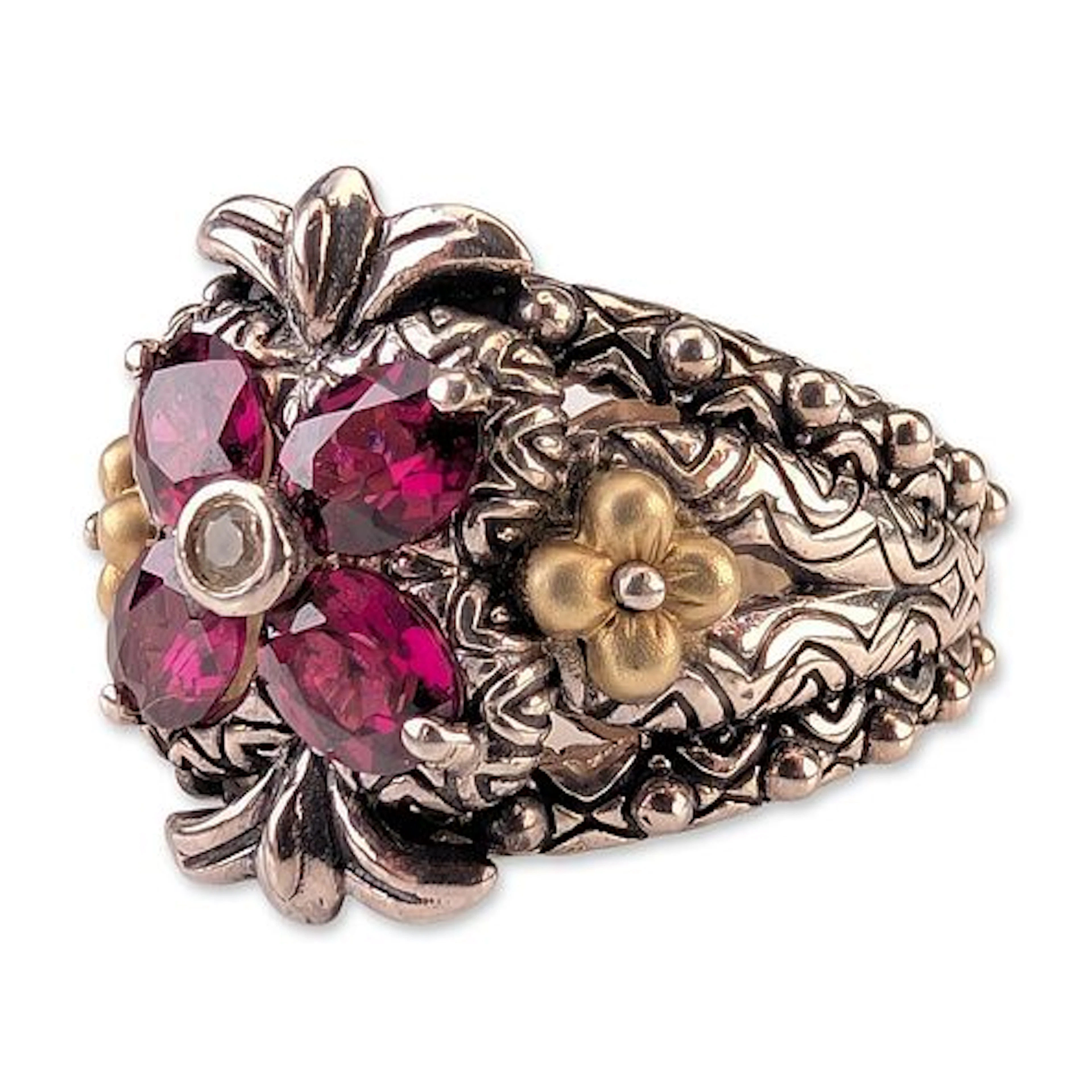 Barbara Bixby Sterling Silver and 18K Garnet Ring