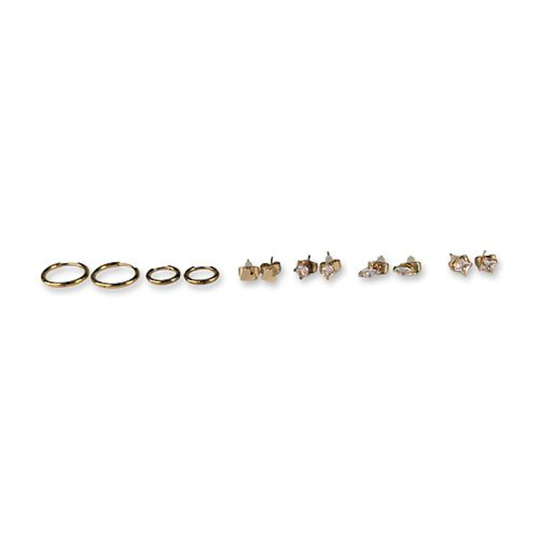 6 Pairs of Gold-Tone and Cubic Zirconia Earrings