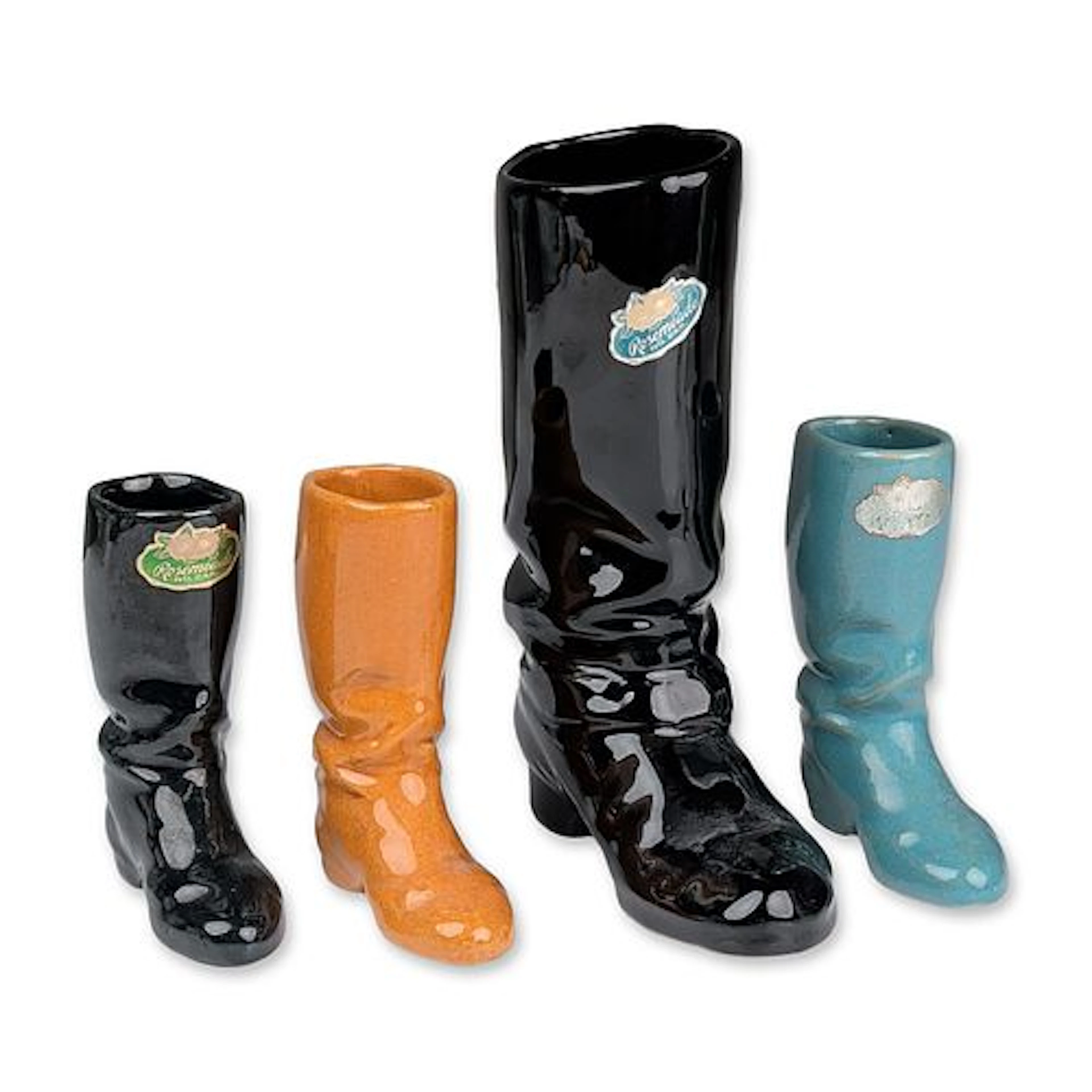 4pc Rosemeade Pottery Group of Cowboy Boot Figurines
