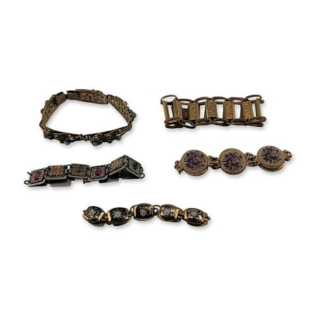 5pc Vintage Mid-Century Costume Jewelry Bracelets