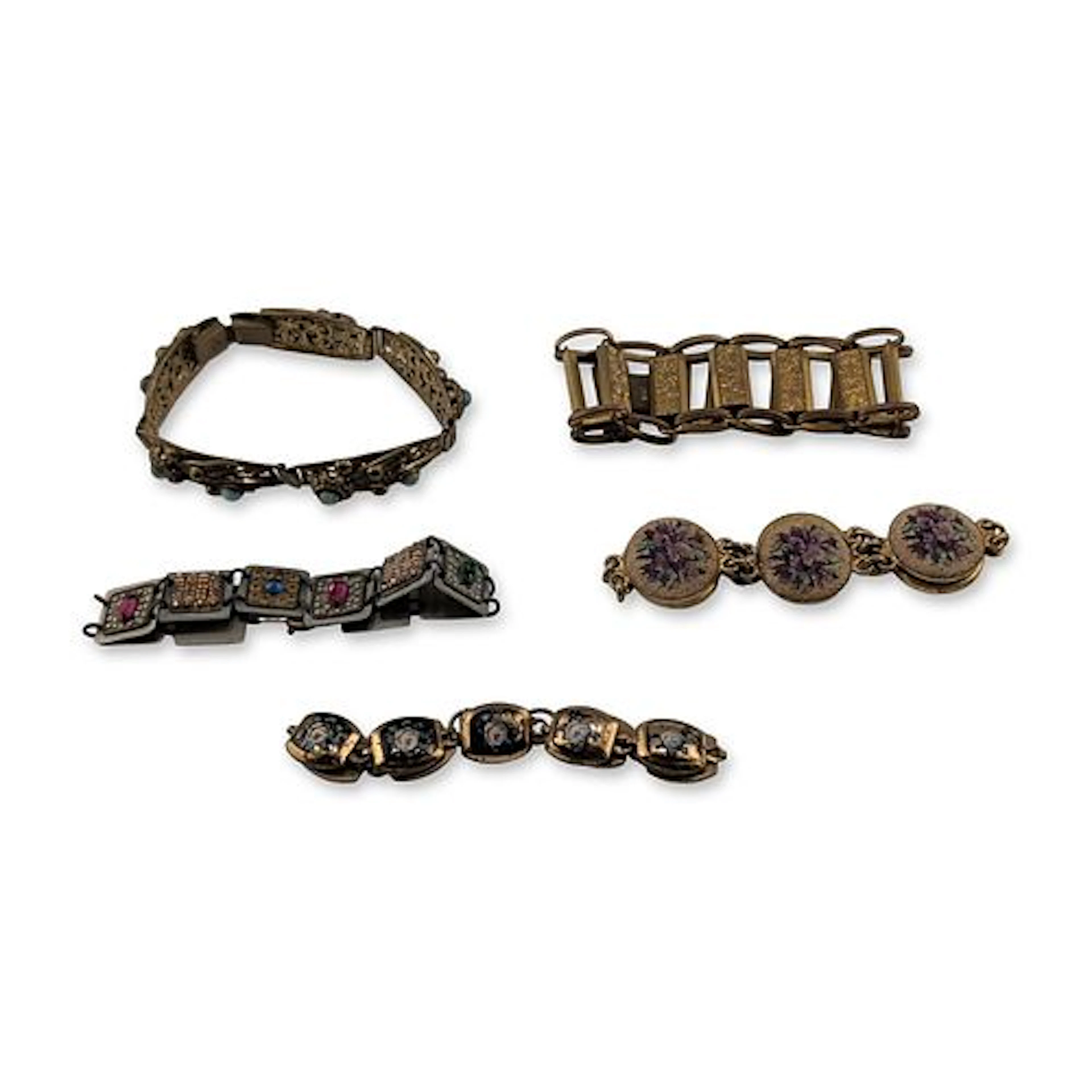 5pc Vintage Mid-Century Costume Jewelry Bracelets