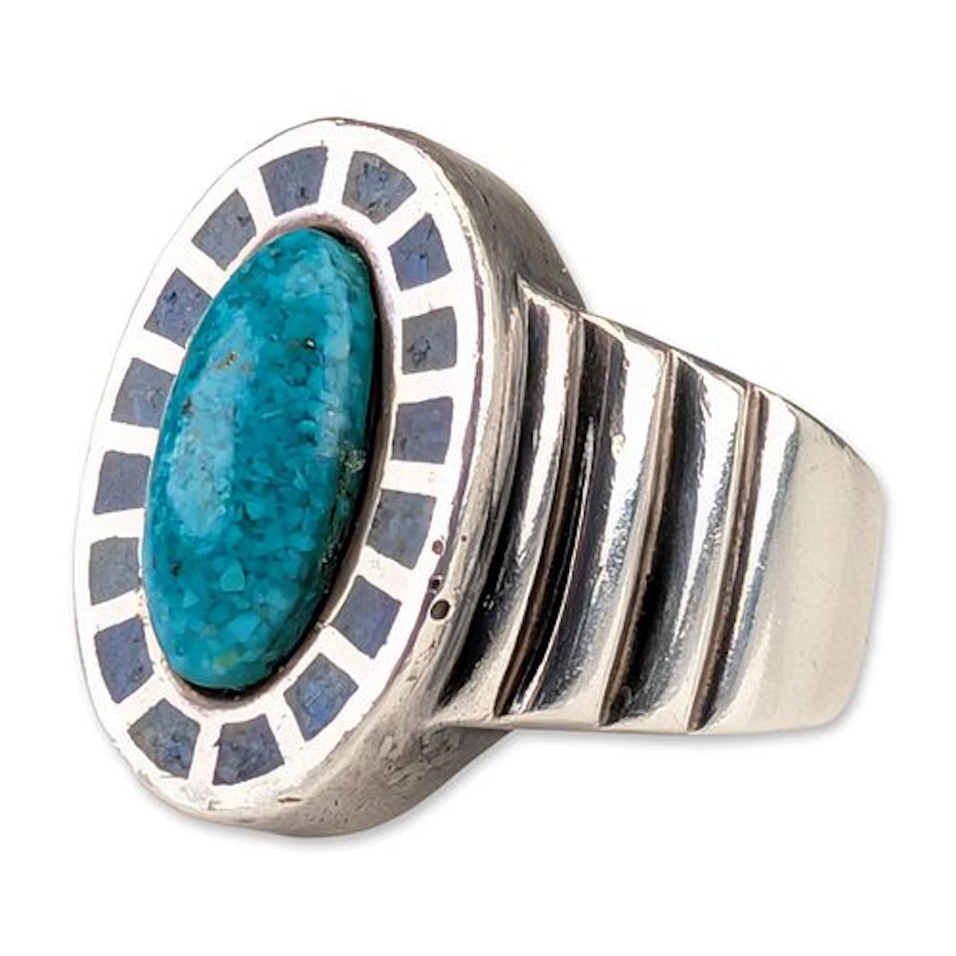 Coleman Co. Sterling Silver Turquoise and Lapis Ring