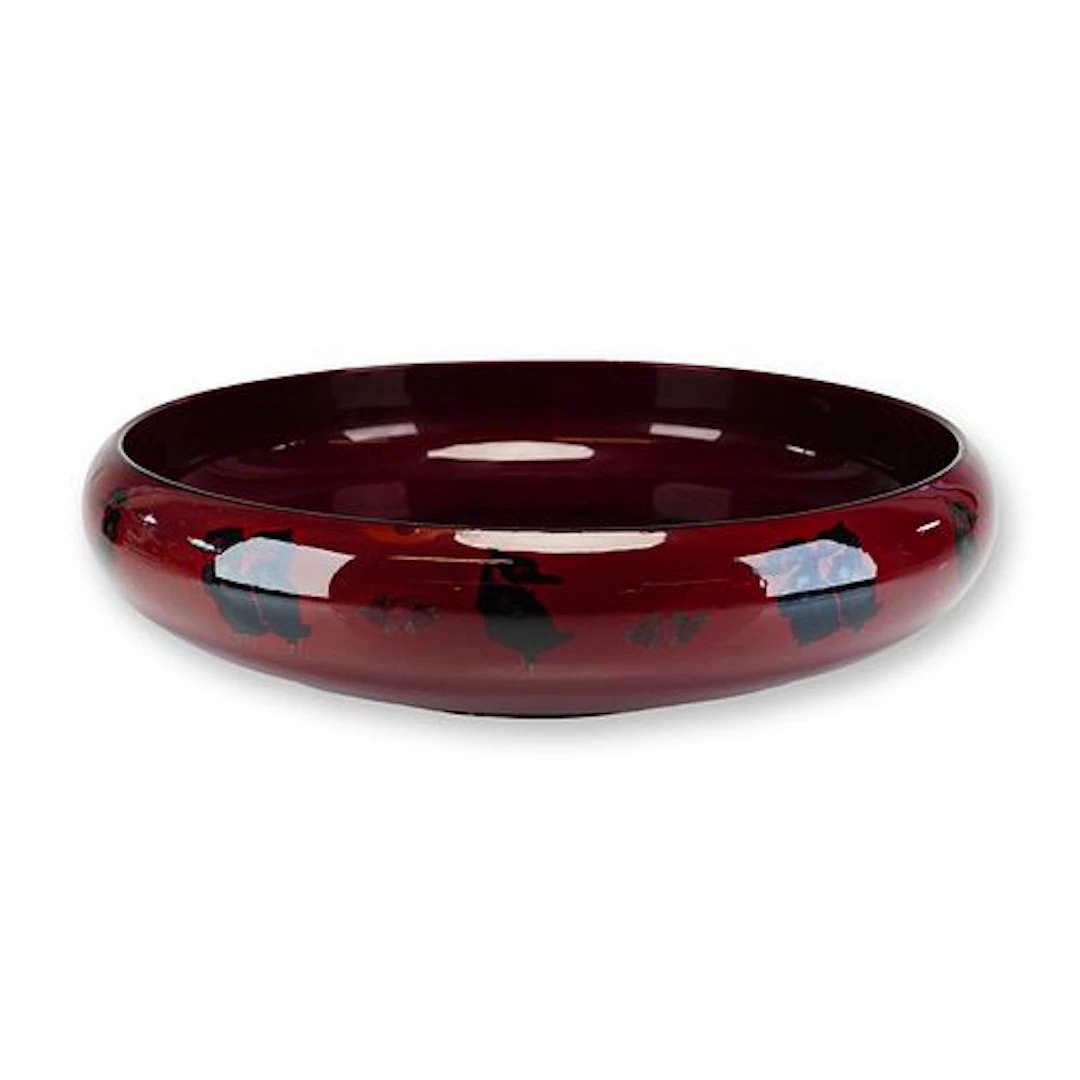 Royal Doulton Flambe Low Bowl with Waterfowl Silhouette Decoration
