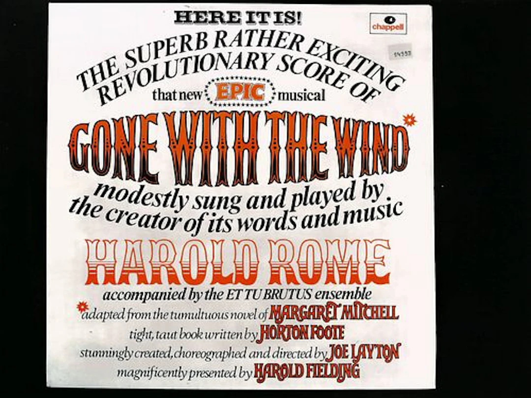 Harold Rome Gone With The Wind Original Cast Recording LP Record