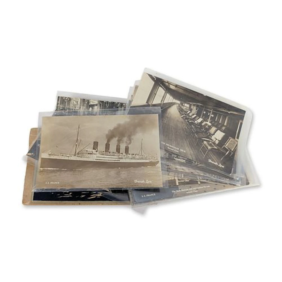 17pc Collection of French Line Postcards and One Souvenir Booklet