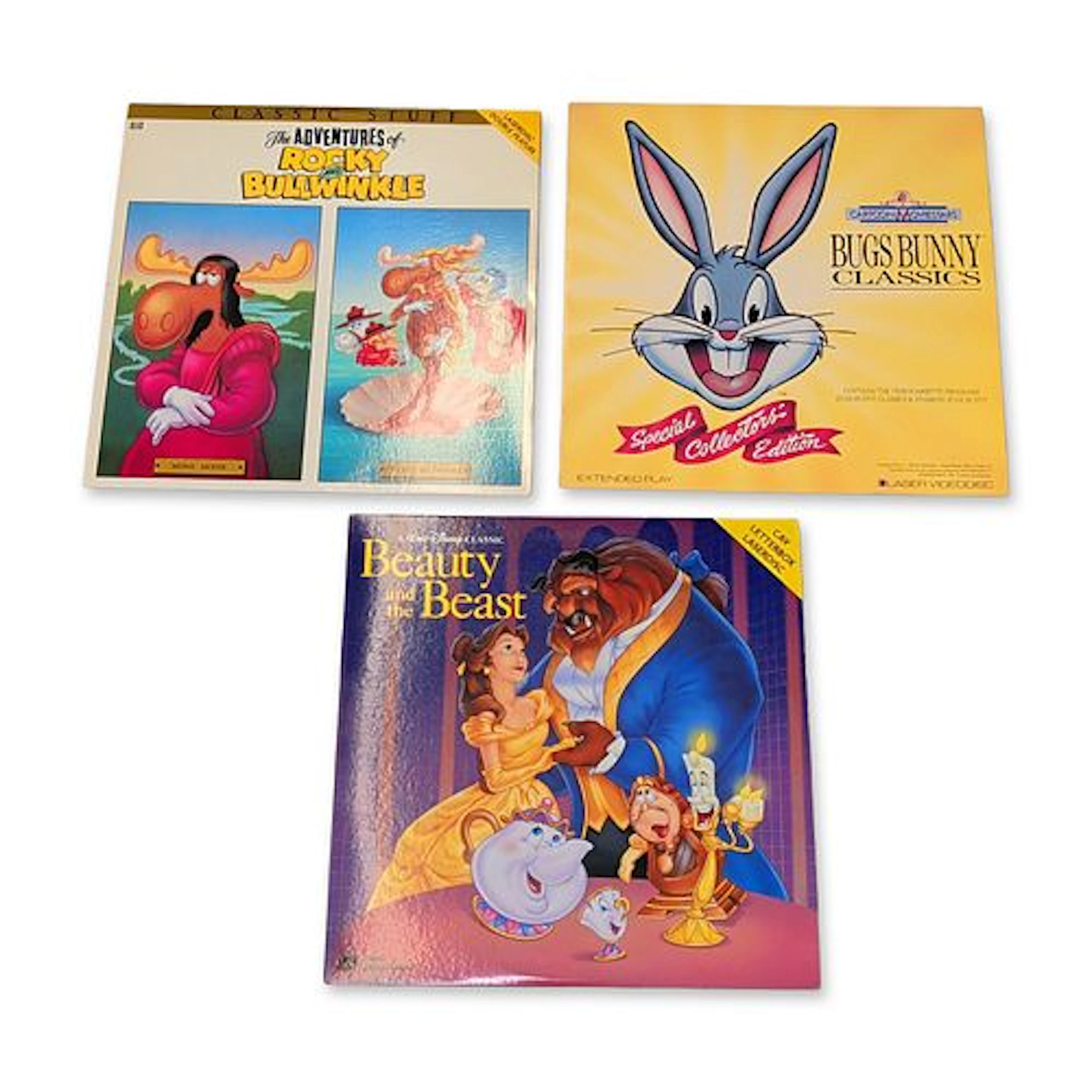 Trio of Animated Classic LaserDiscs Including Disney and Warner Bros