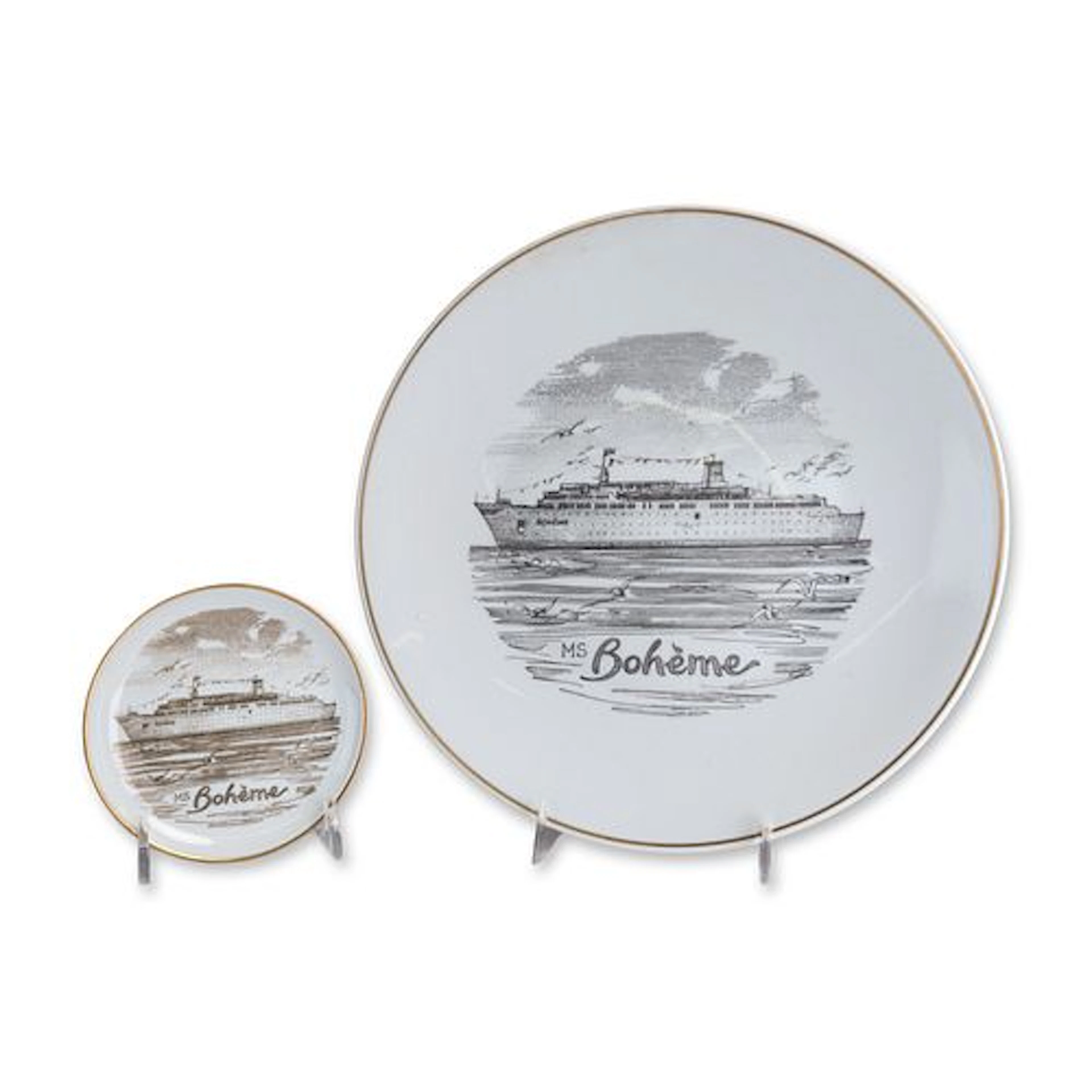 2pc MS Boheme Cruise Ship Rosenthal Germany Porcelain Plates