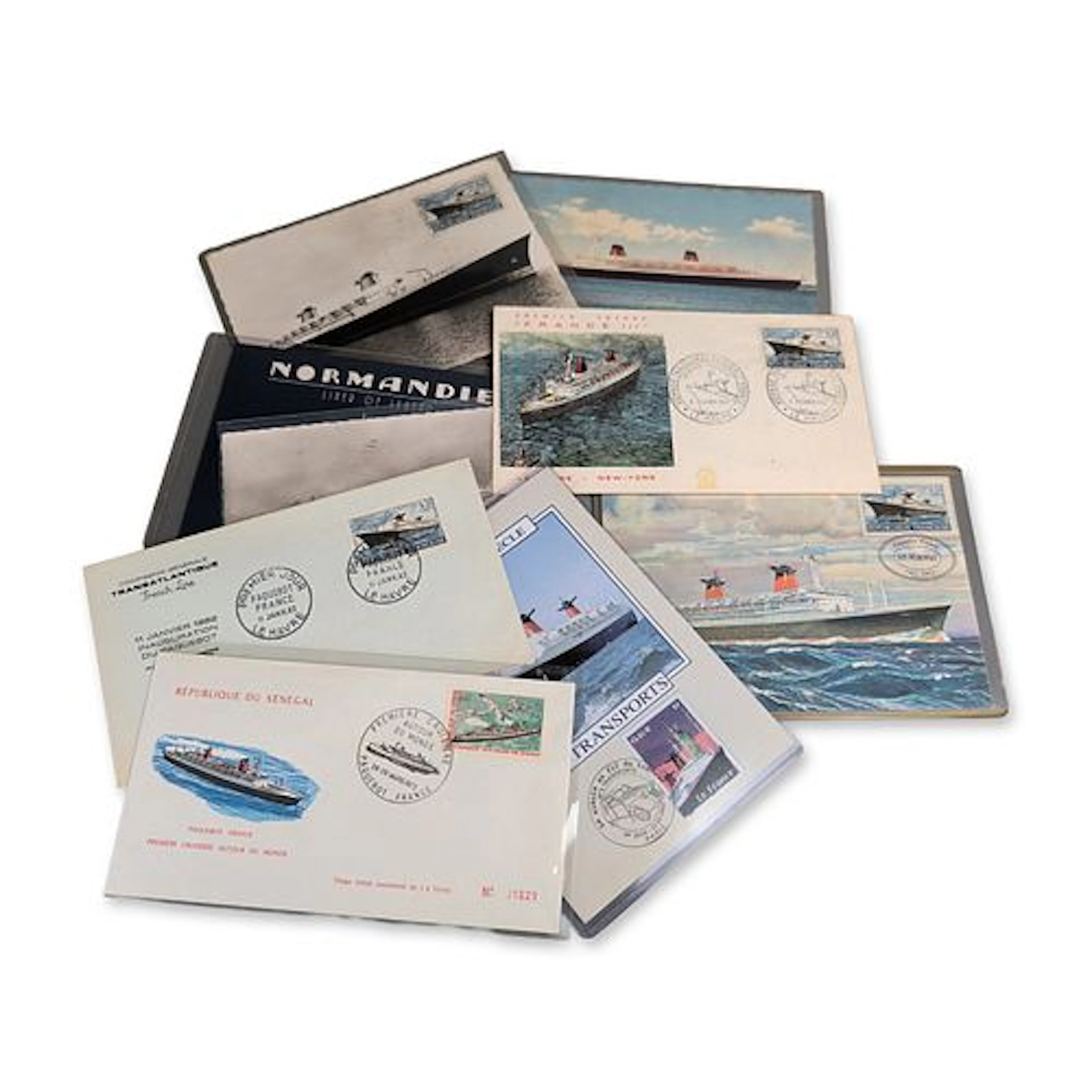 9pc SS France and SS Normandie Maritime Ephemera
