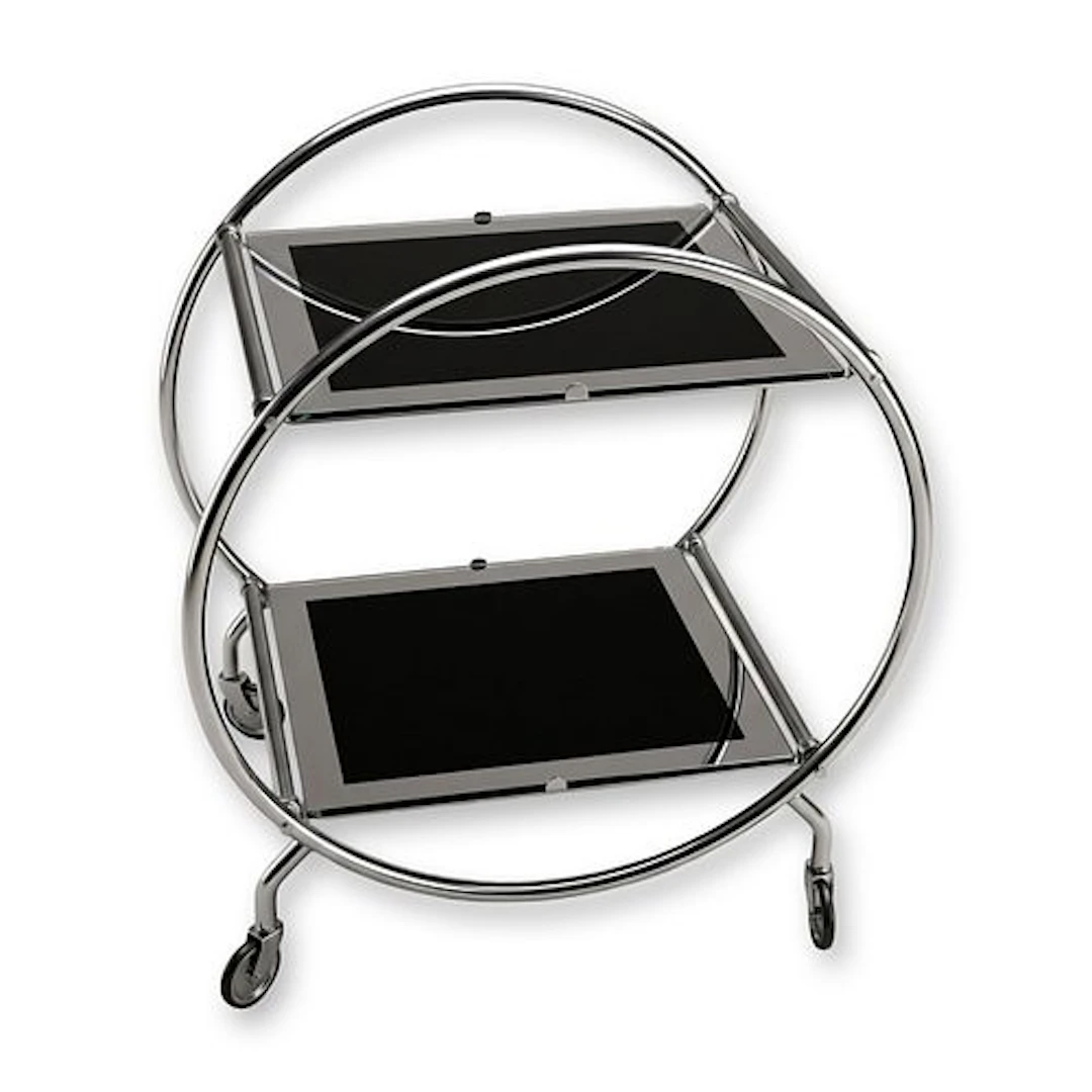 1920s Bauhaus Style Chrome Plated Two Tier Rolling Bar Cart