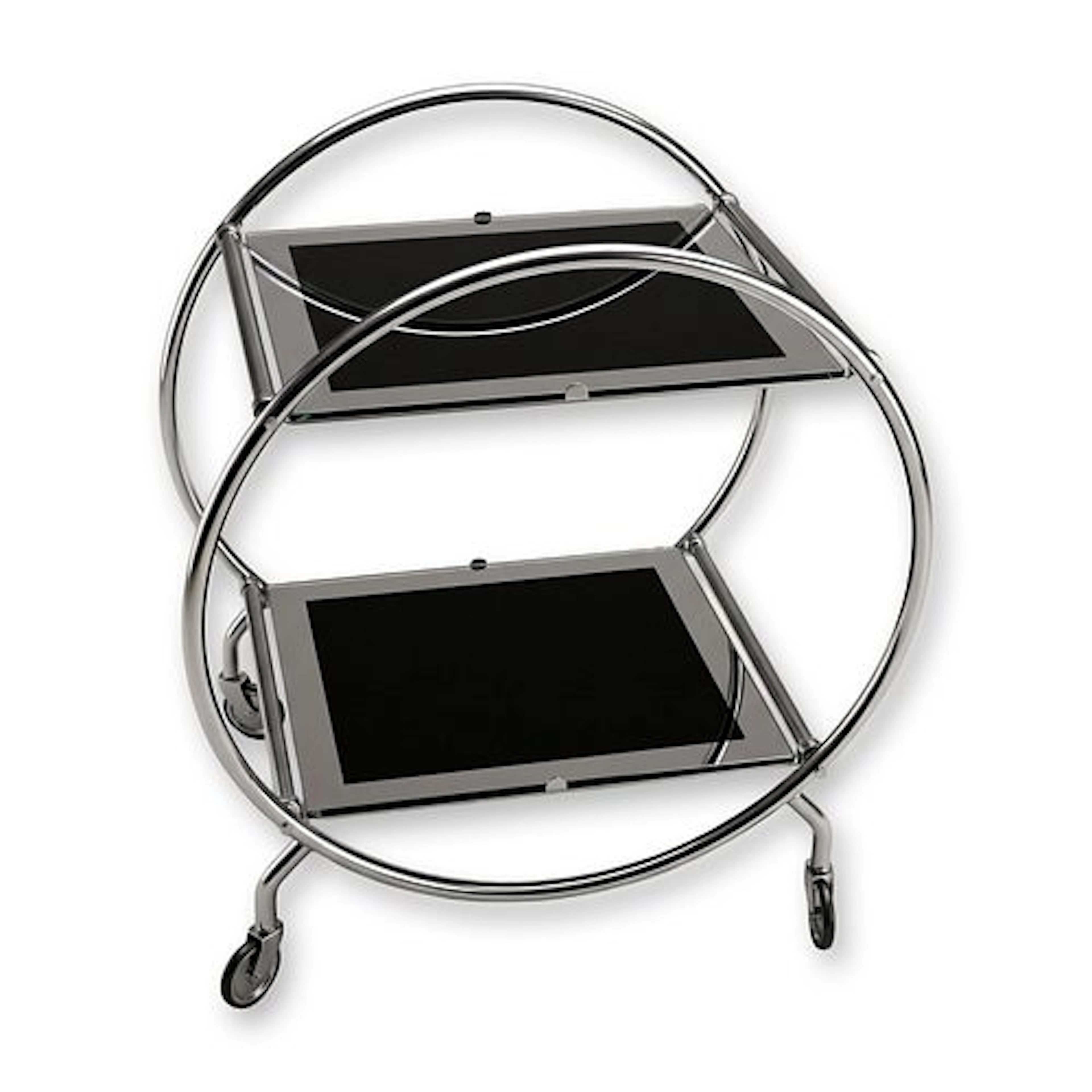 1920s Bauhaus Style Chrome Plated Two Tier Rolling Bar Cart