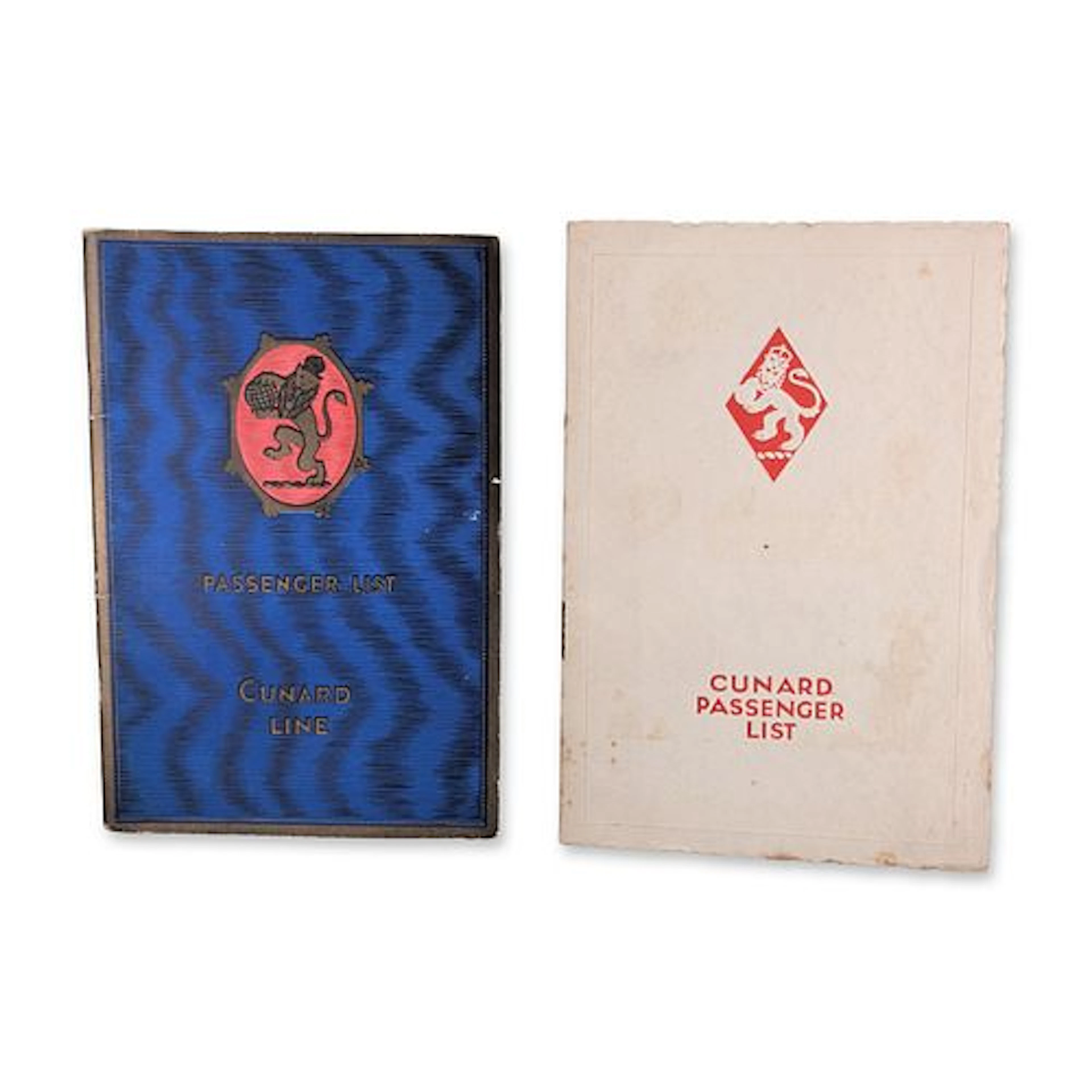 2pc RMS Aquitania 1928 Saloon Passenger List Booklets
