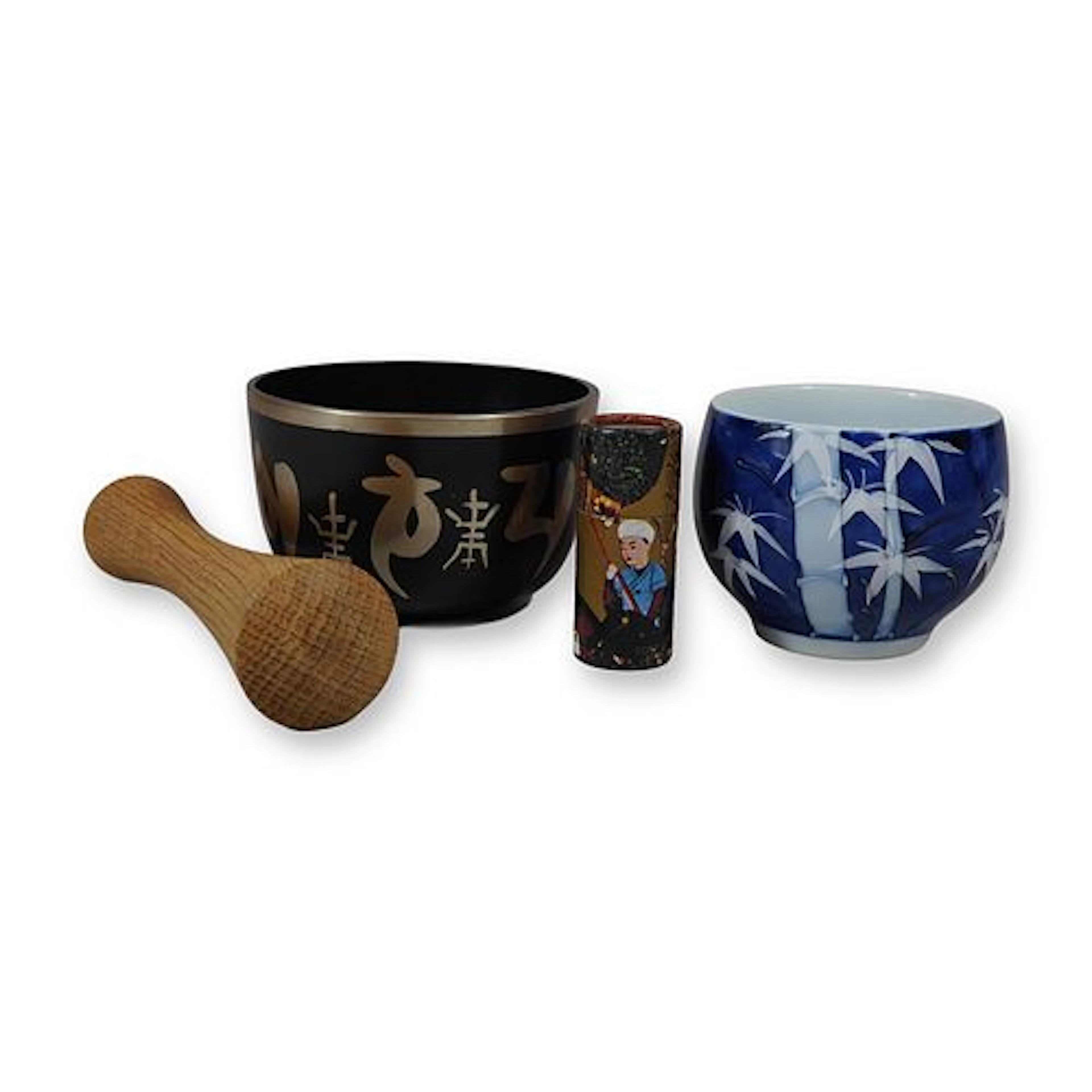 3pc Asian Items Including a Tibetan Singing Bowl, Japanese Porcelain
