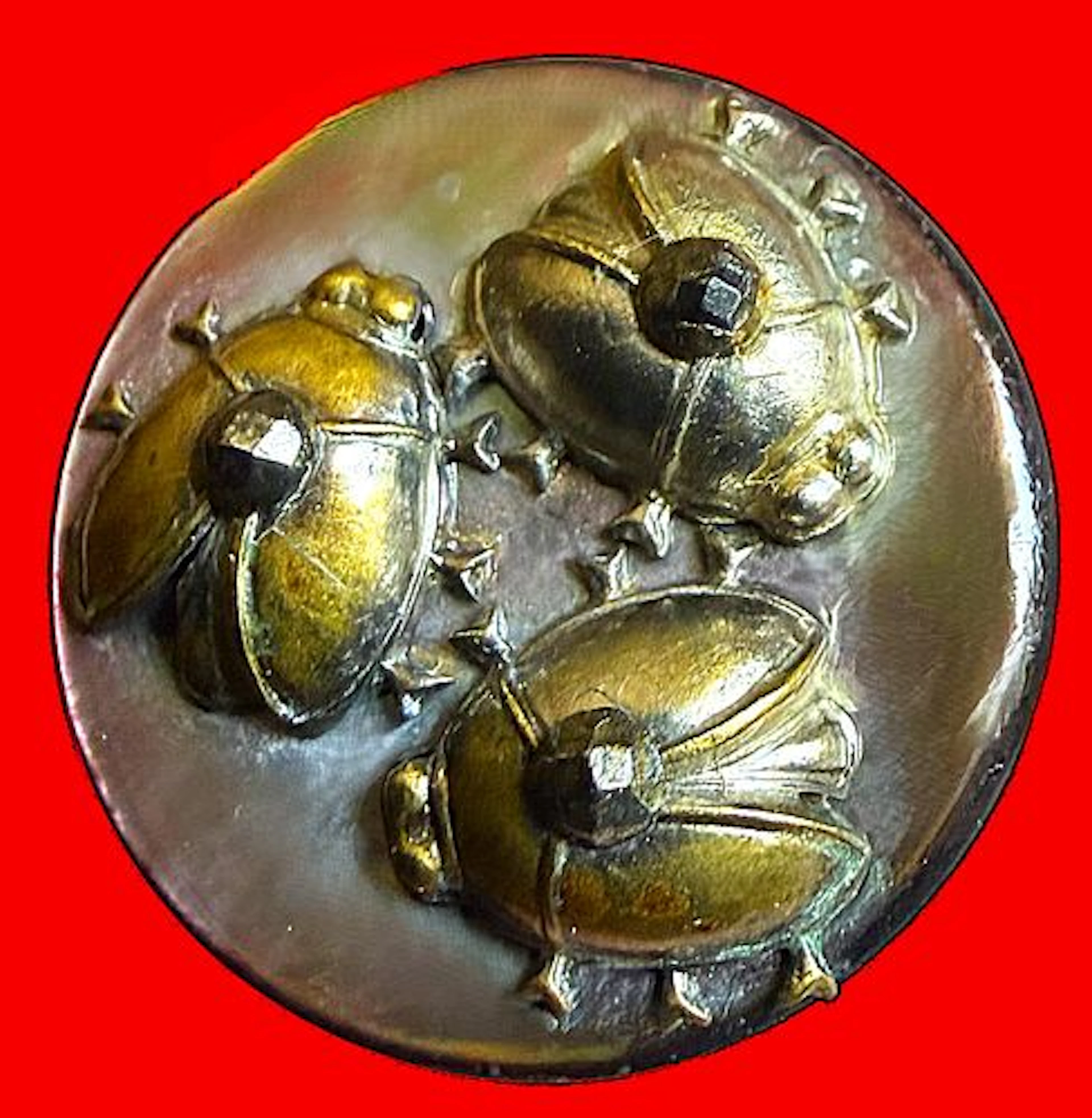 A DIVISION ONE PICTORIAL INSECT PEARL BUTTON