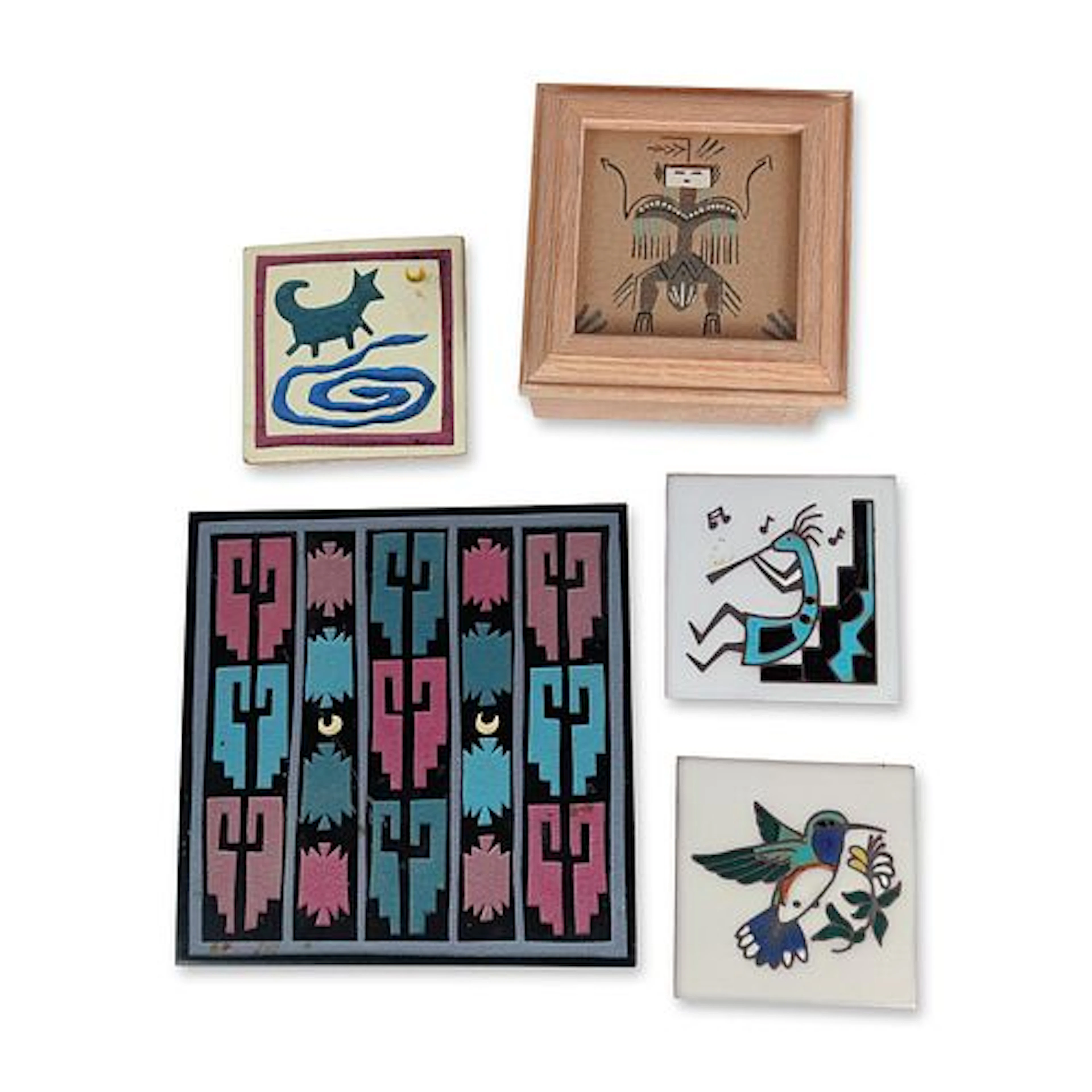 5pc Cleo Teissedre and Silver Moon Studio Southwestern Ceramic and