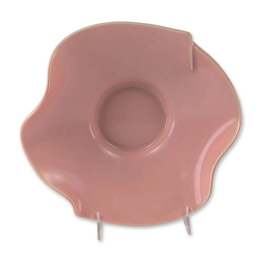 Mid-Century Modern Pink Glazed Earthenware Organic Form Dish