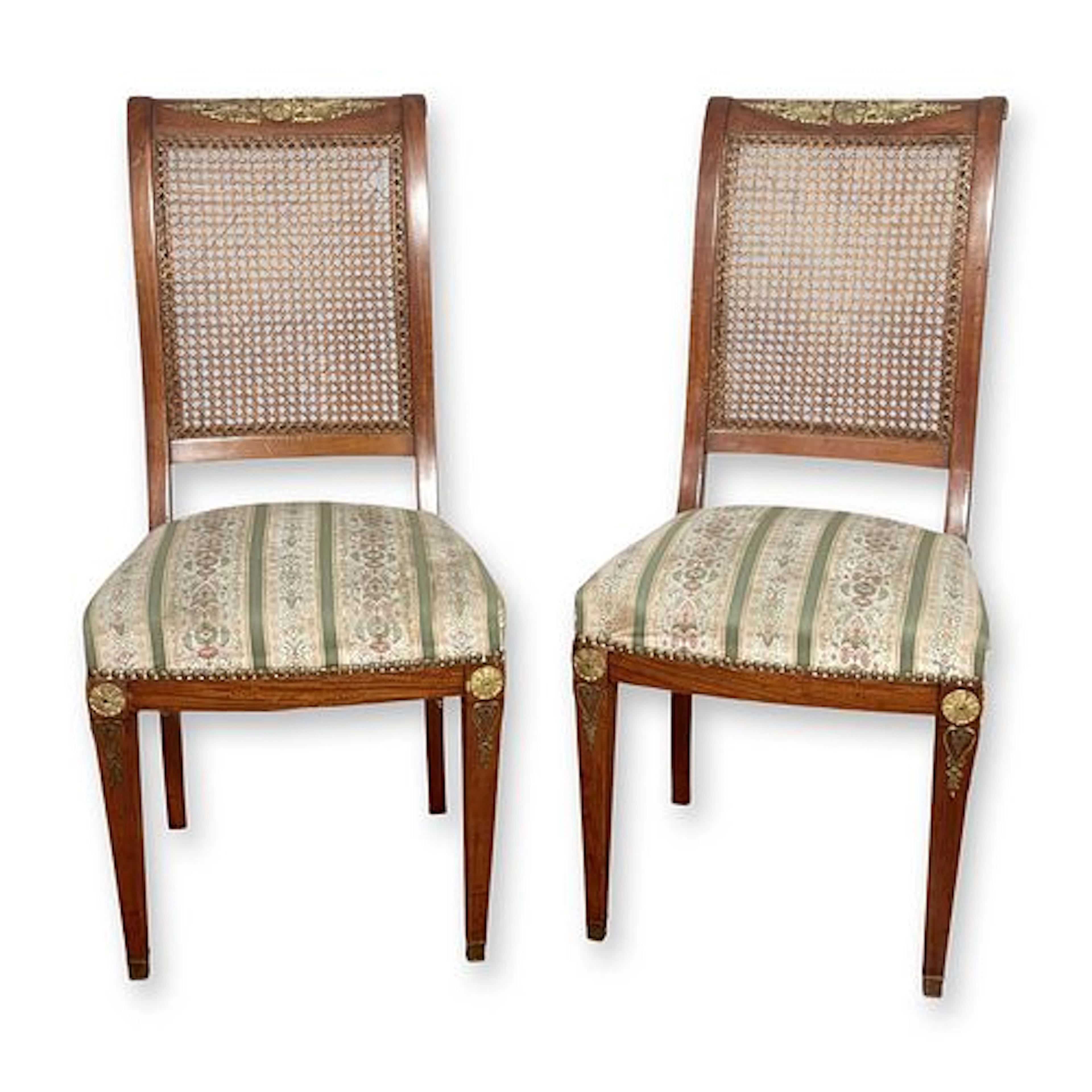 Pair of French Empire Style Side Chairs, Late 19th Century