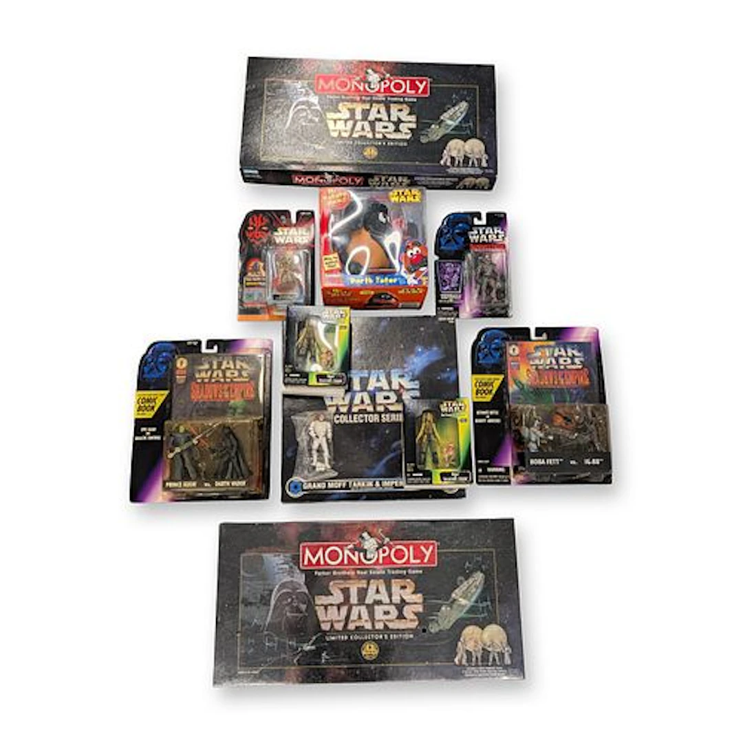 A Collection of Star Wars Monopoly and Kenner Action Figures