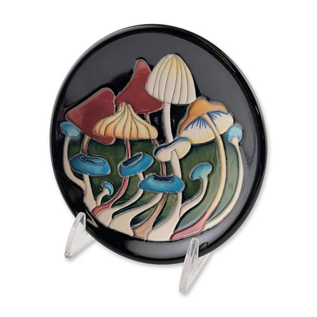 Moorcroft Pottery by Emma Bossons Mushroom Motif Pin Dish