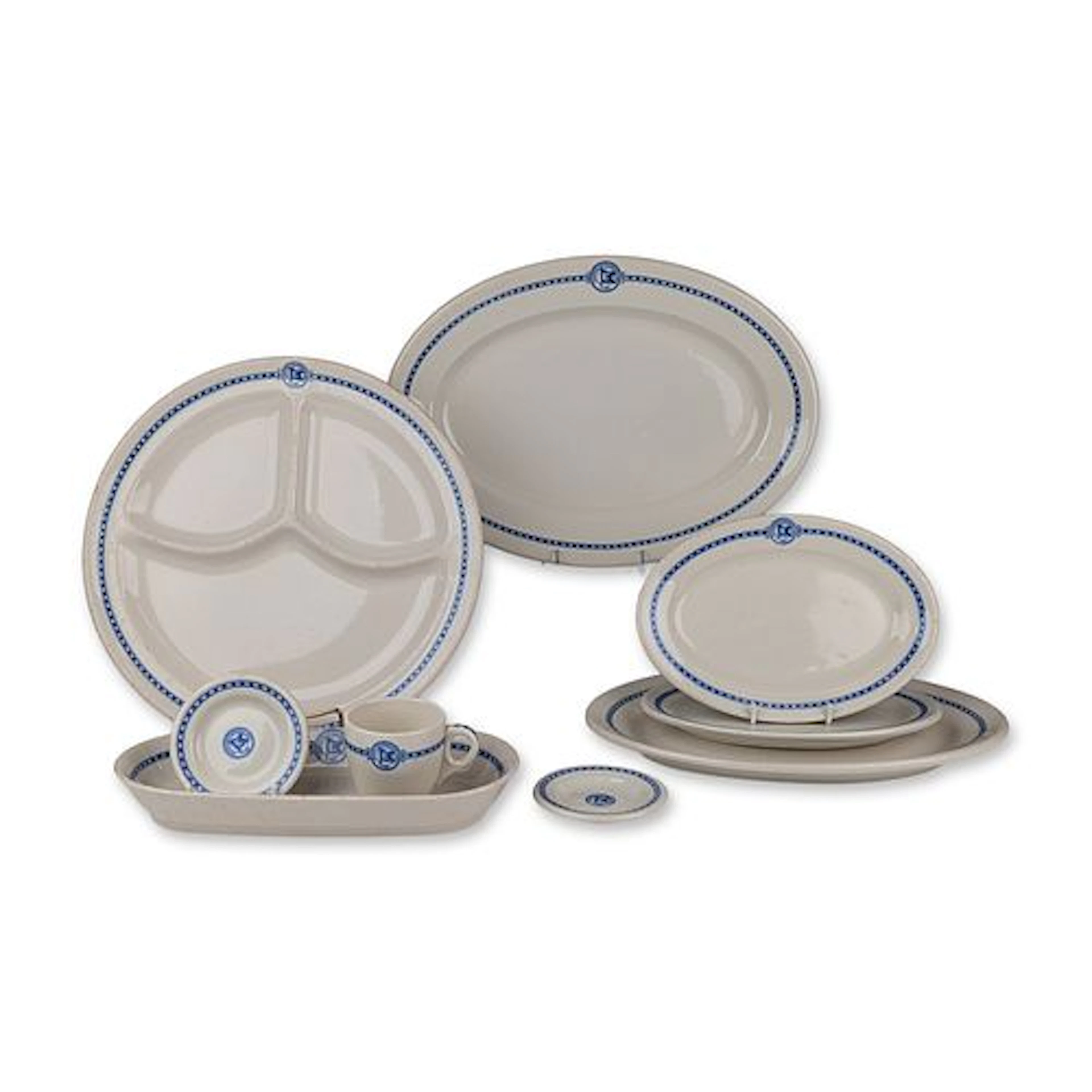 9pc Mayer and Buffalo China for Eastern Steamship Lines Plates, Saucers