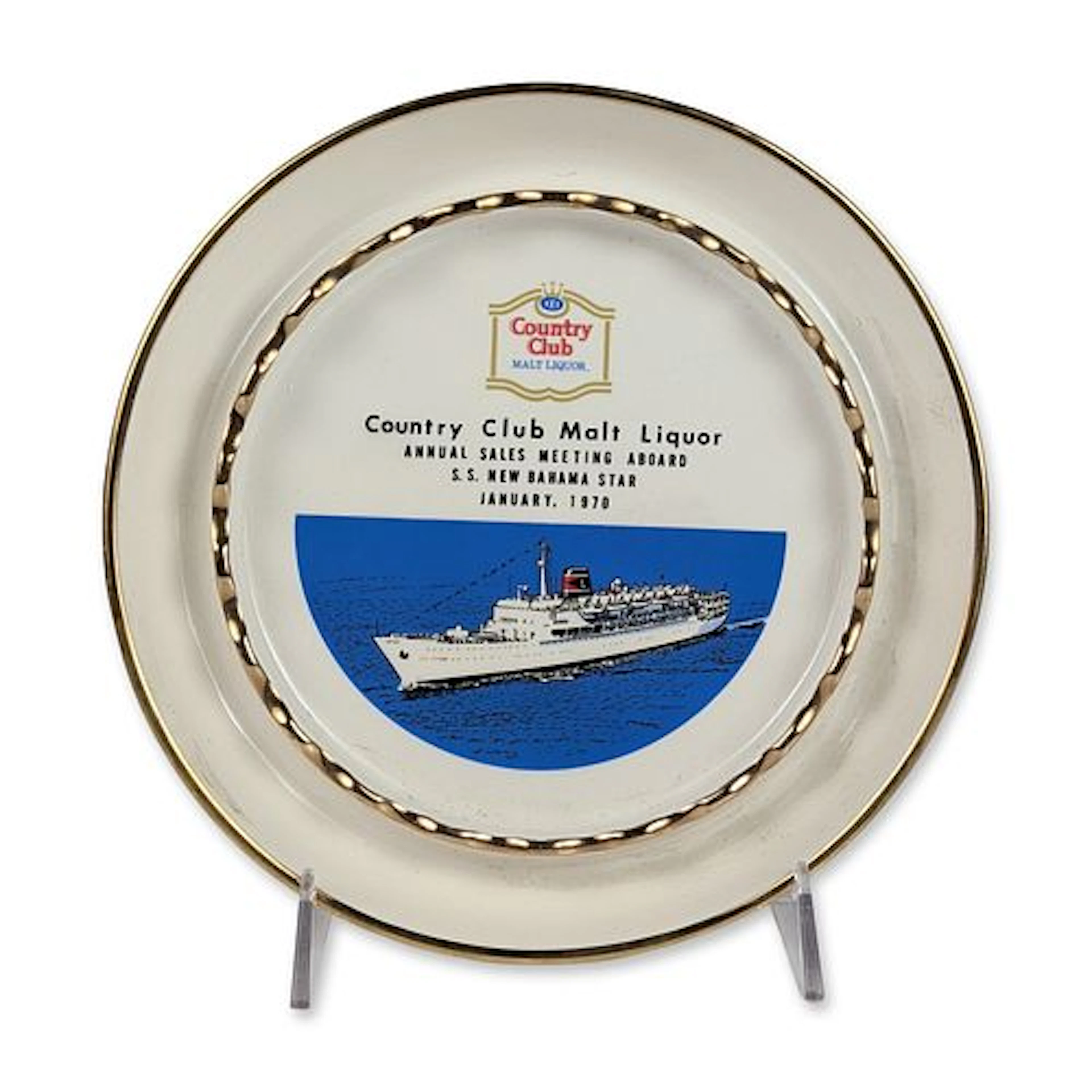 Country Club Malt Liquor 1970 Sales Meeting Commemorative Plate