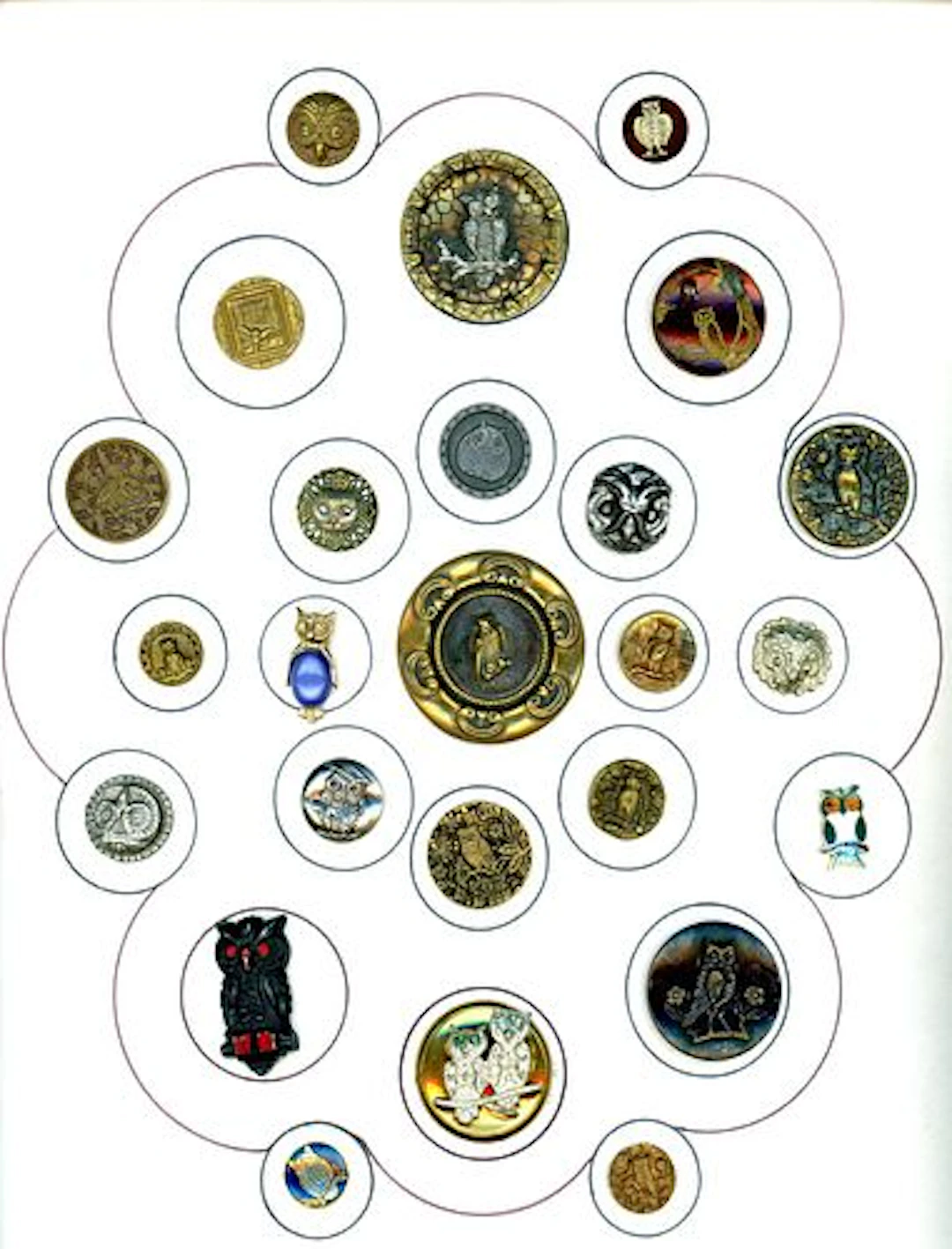 A CARD OF DIVISION ONE & THREE BIRD BUTTONS