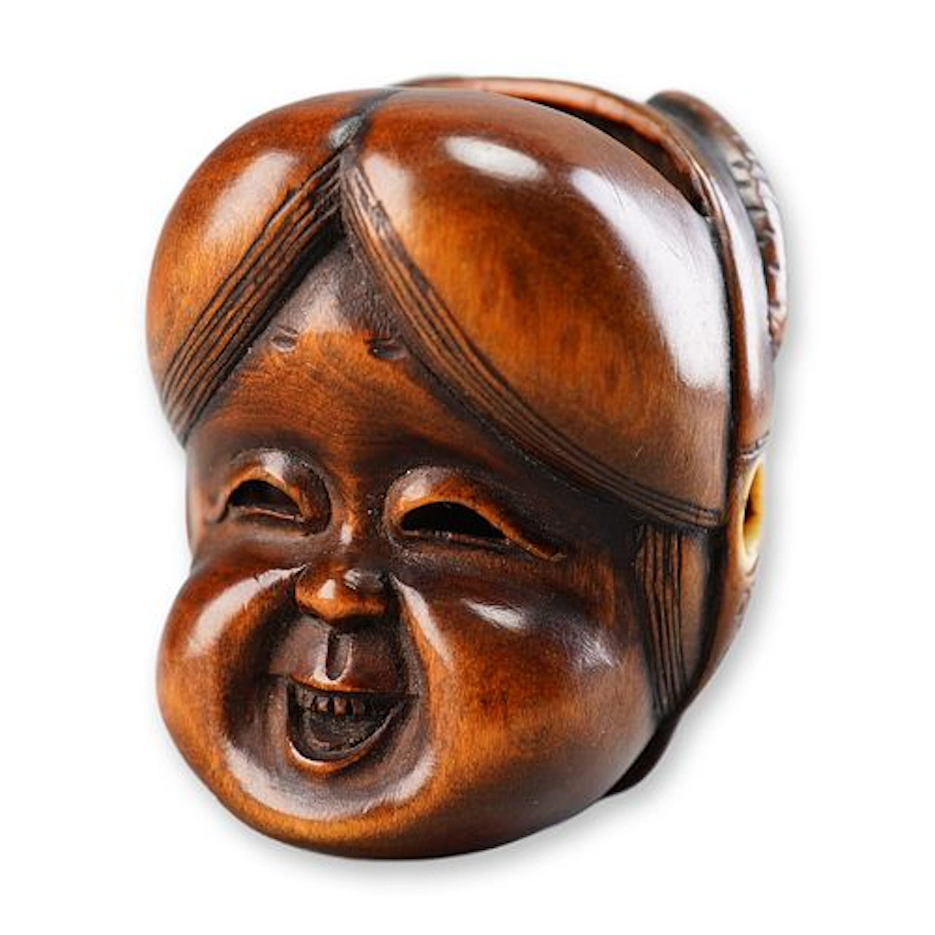 Boxwood Netsuke Two Noh Masks
