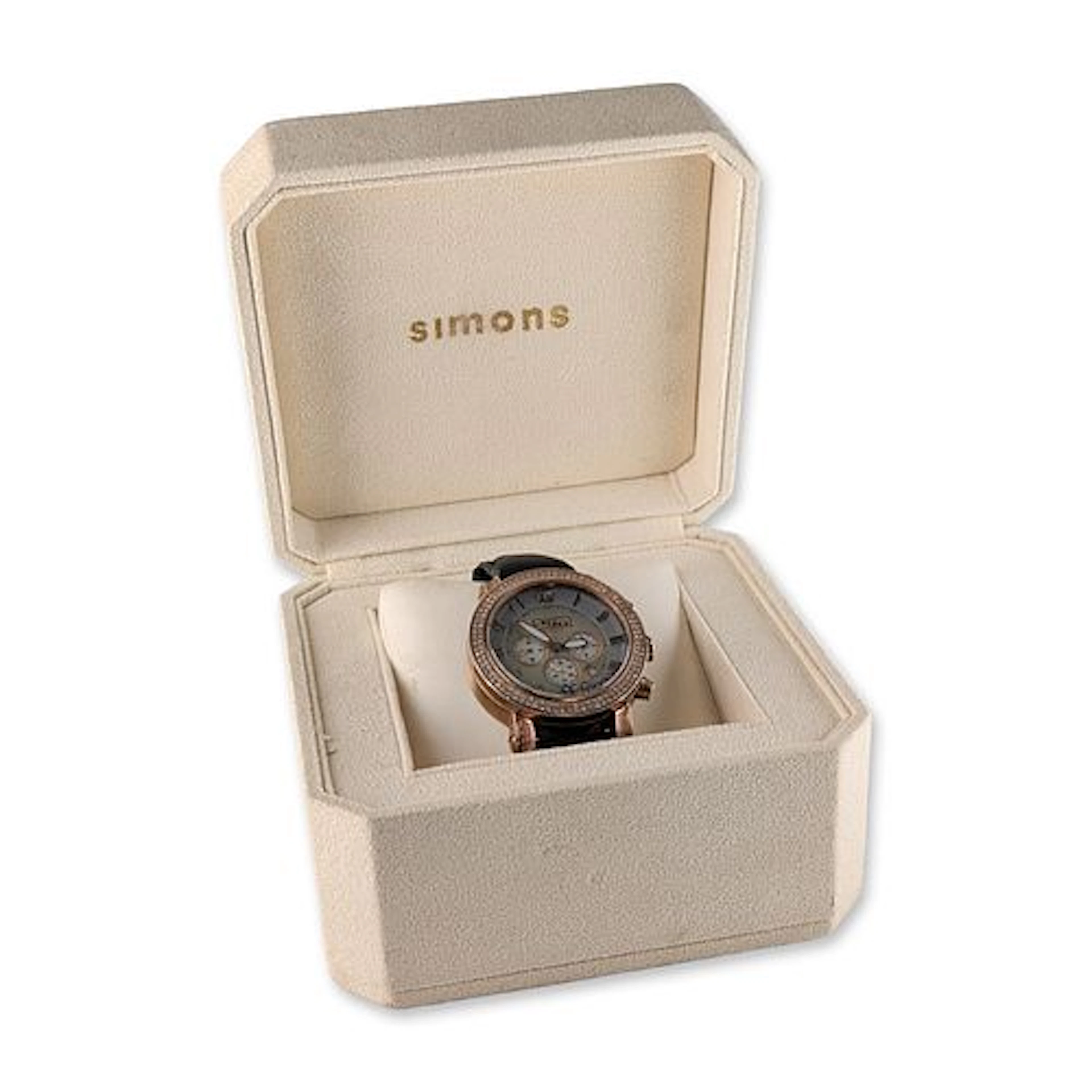 Joe Rodeo Rainbow Diamond Rose Gold Tone Chronograph Wristwatch