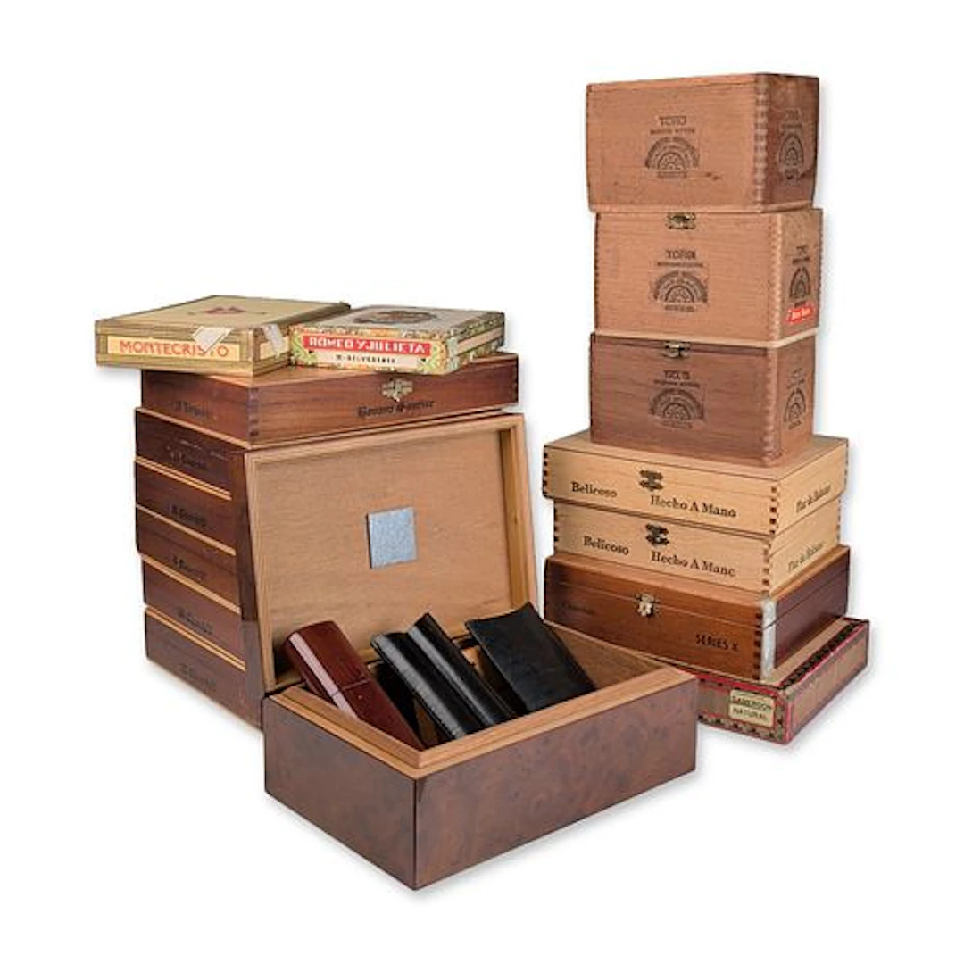 16pc Italian Burl Wood Humidor and Cigar Box Collection