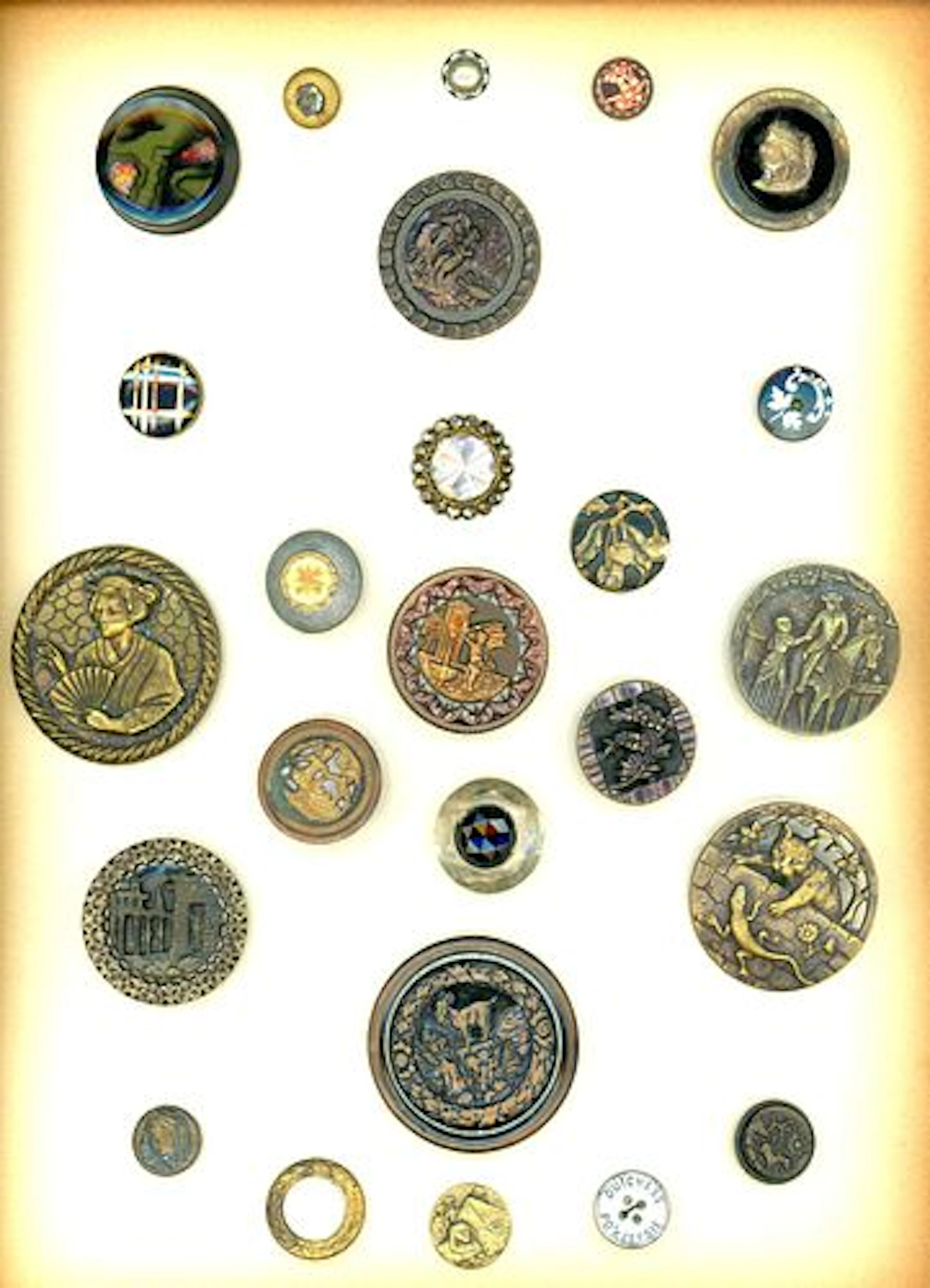 A CARD OF DIVISION ONE METAL PICTIURE BUTTONS