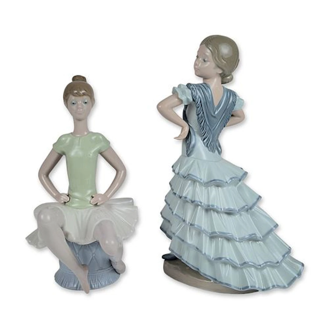 2pc Lladro Dancer Porcelain Figurines, Little Senorita 5054 and Laura 1360