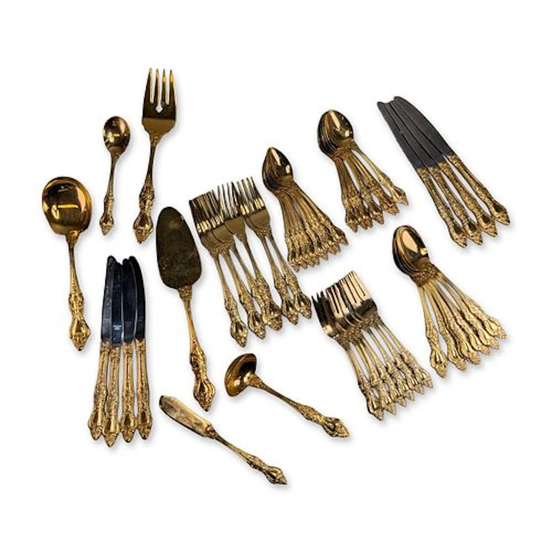52pc Royal Sealy Japan Gold Plated Flatware Service