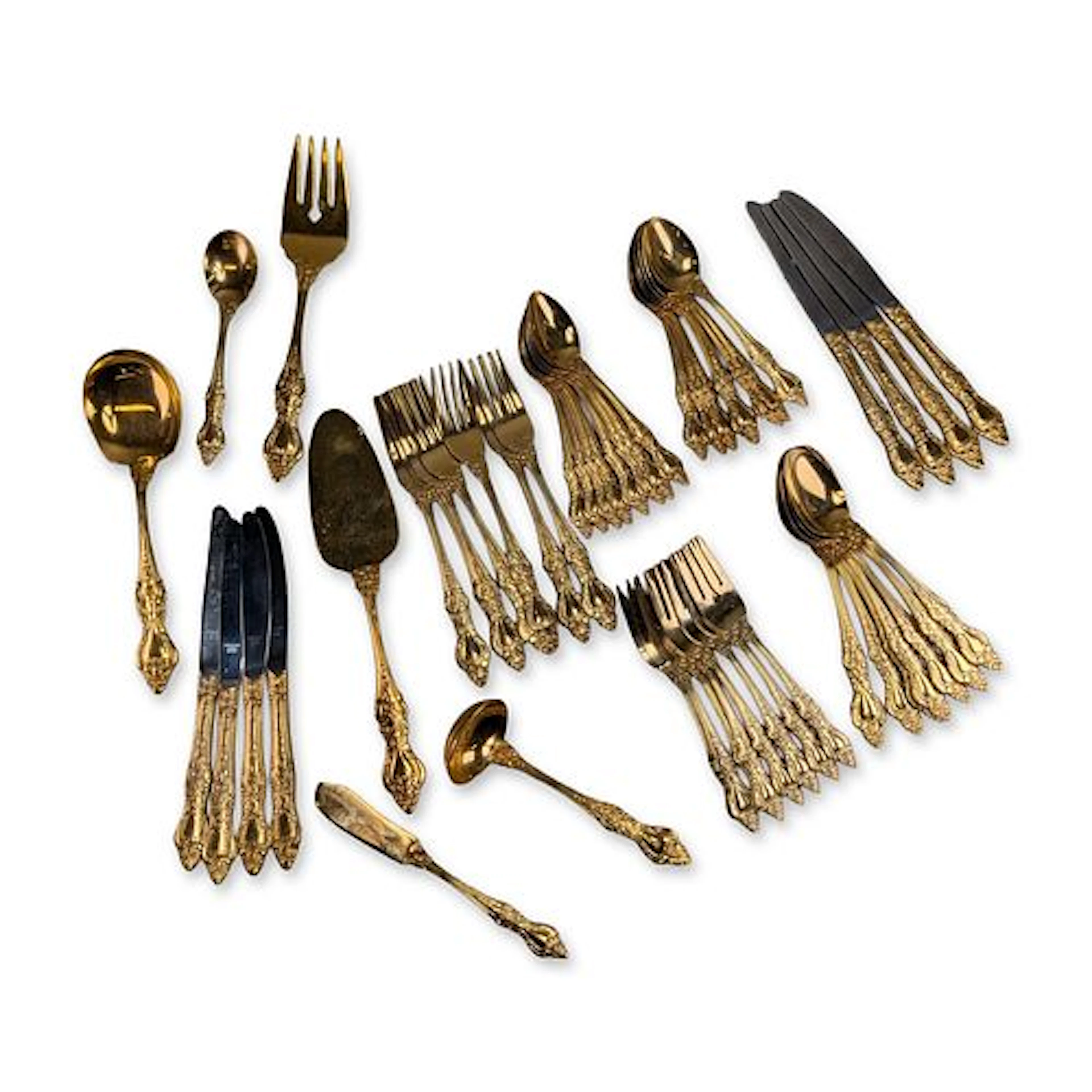 52pc Royal Sealy Japan Gold Plated Flatware Service