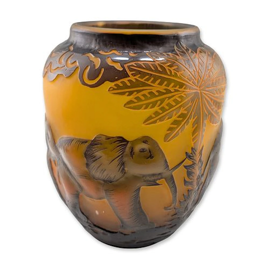After Emile Galle (French 1846-1904) Art Nouveau Cameo Glass Vase