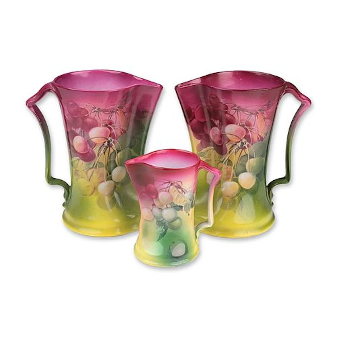 3pc Royal Bayreuth Porcelain Graduated Pitcher and Creamer Set