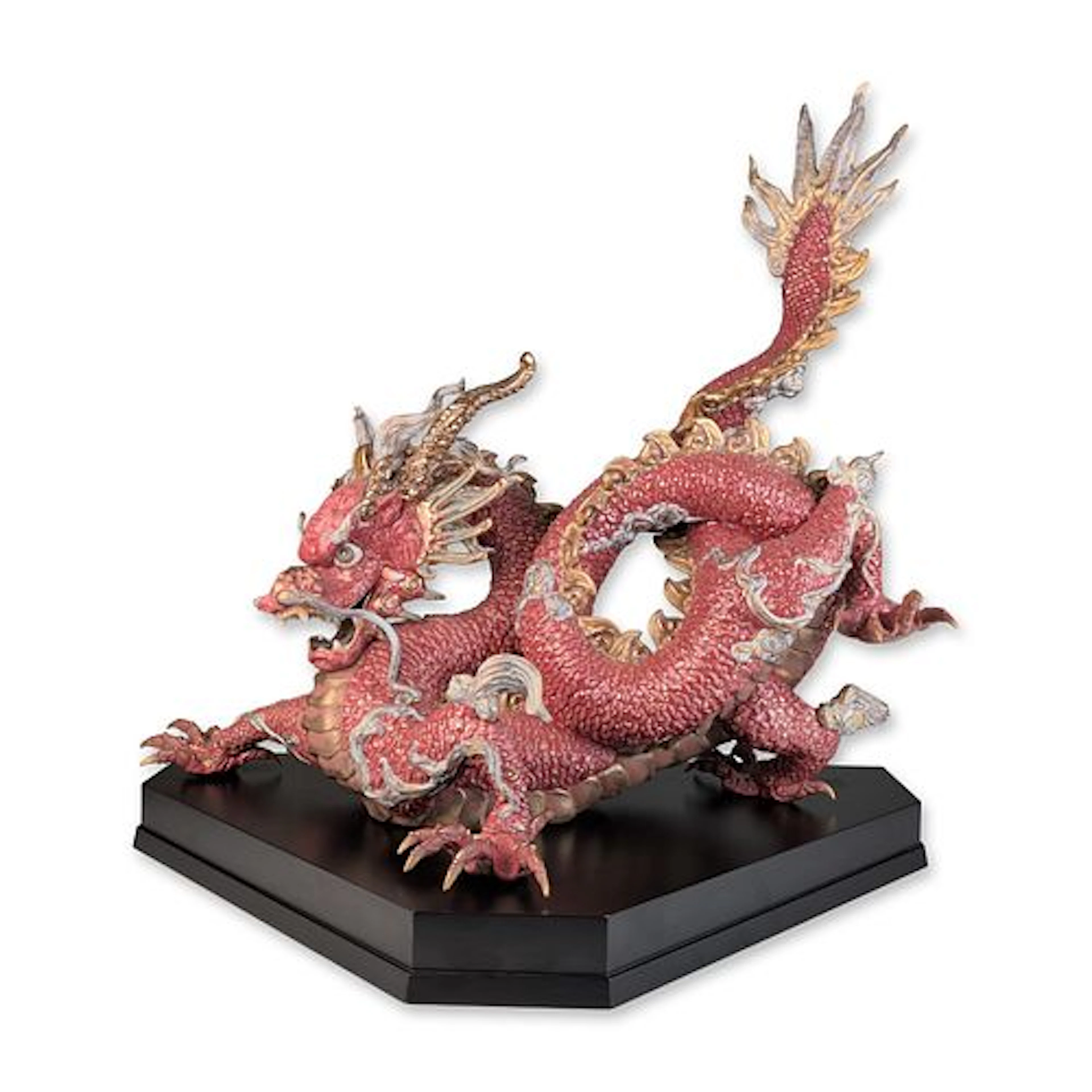 Lladro Porcelain Limited Edition Great Dragon Red Sculpture 01001933 with Base
