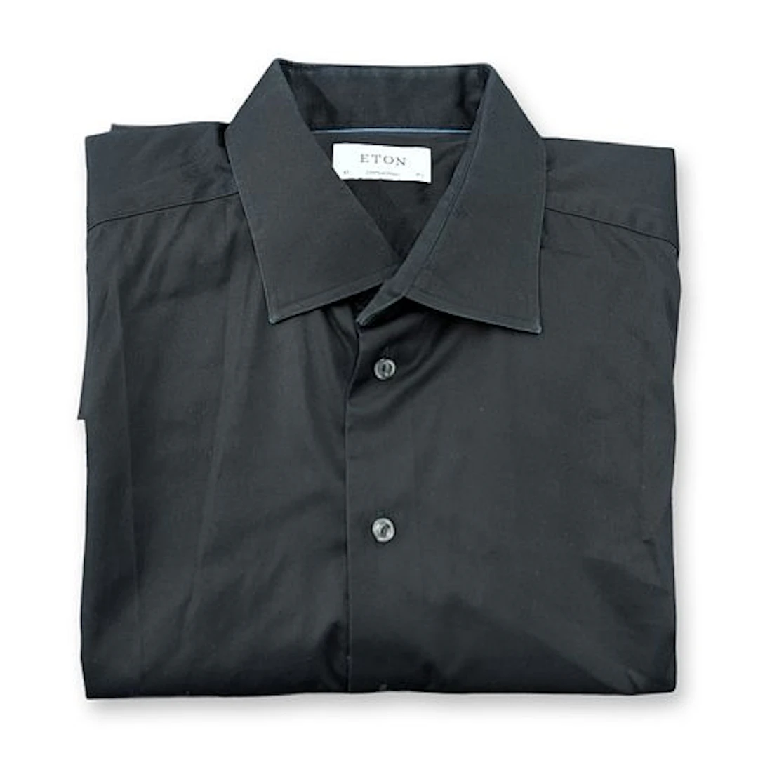 Eton Contemporary Fit Black Cotton Twill Dress Shirt