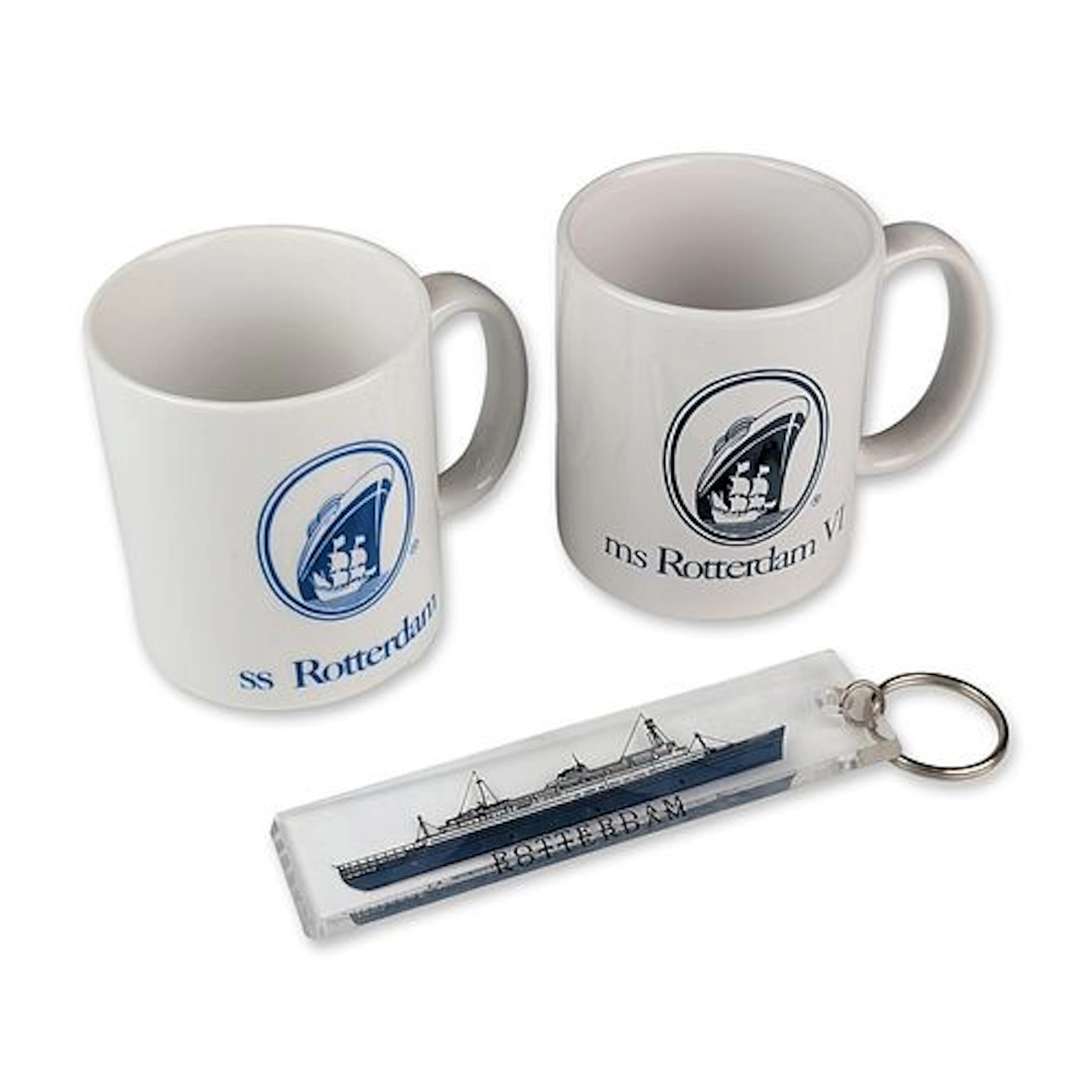3pc Holland America Line Rotterdam Memorabilia Mugs and Key Chain